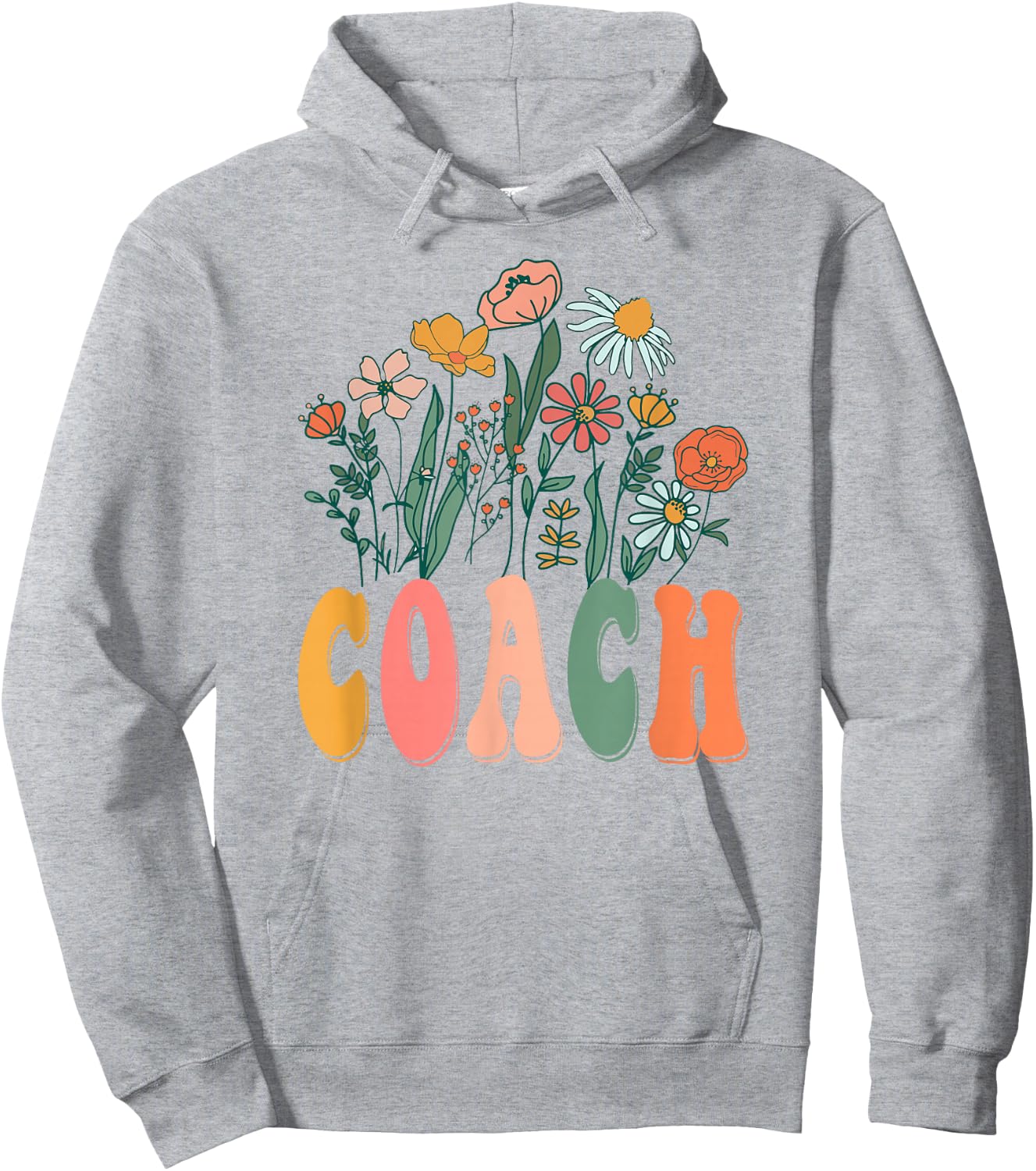 Retro Groovy floral Coach Wildflower Hoodie - Hoodie | Ash