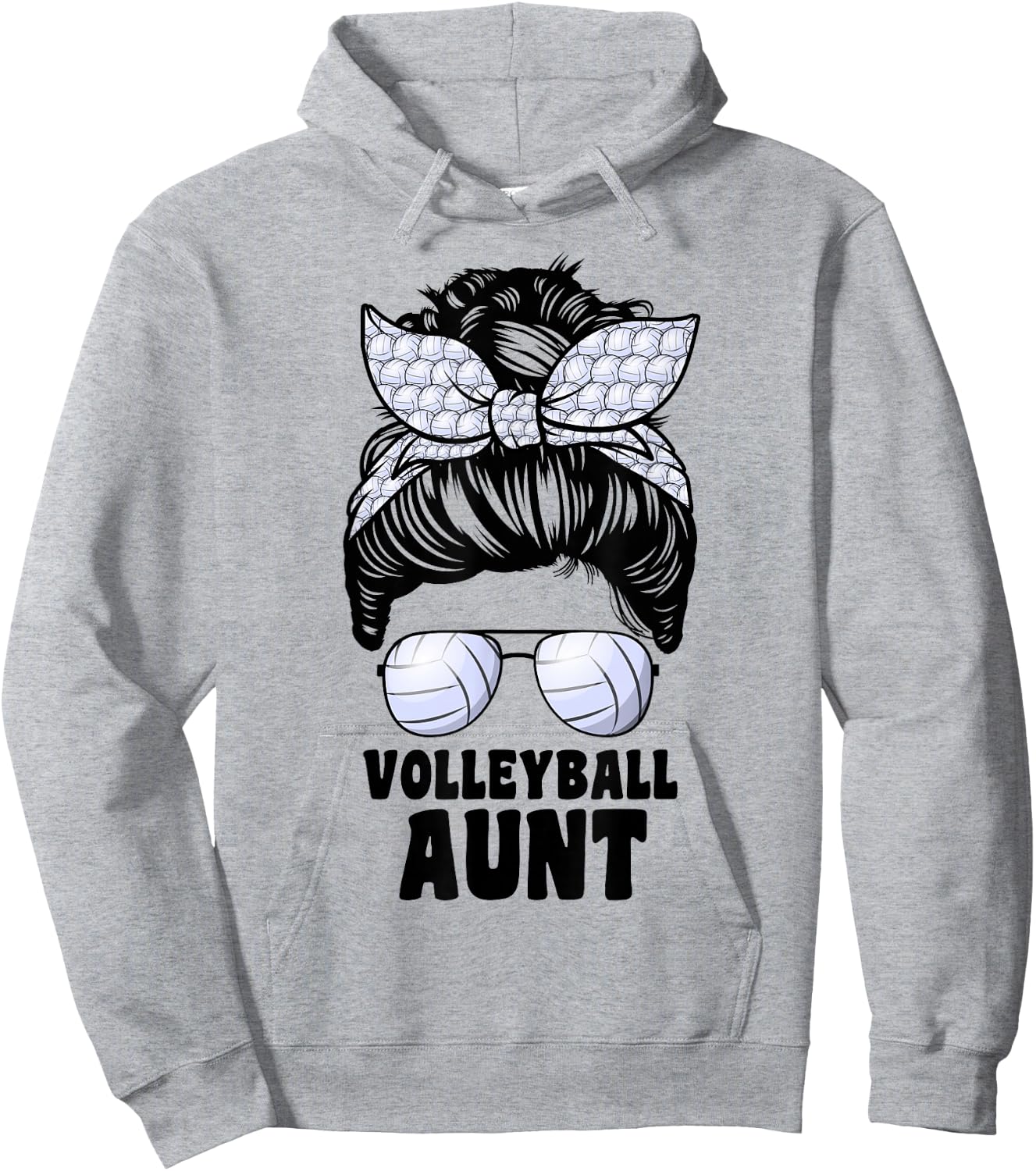 Proud Volleyball Aunt Messy Bun Volleyball Auntie Hoodie - Hoodie | Ash