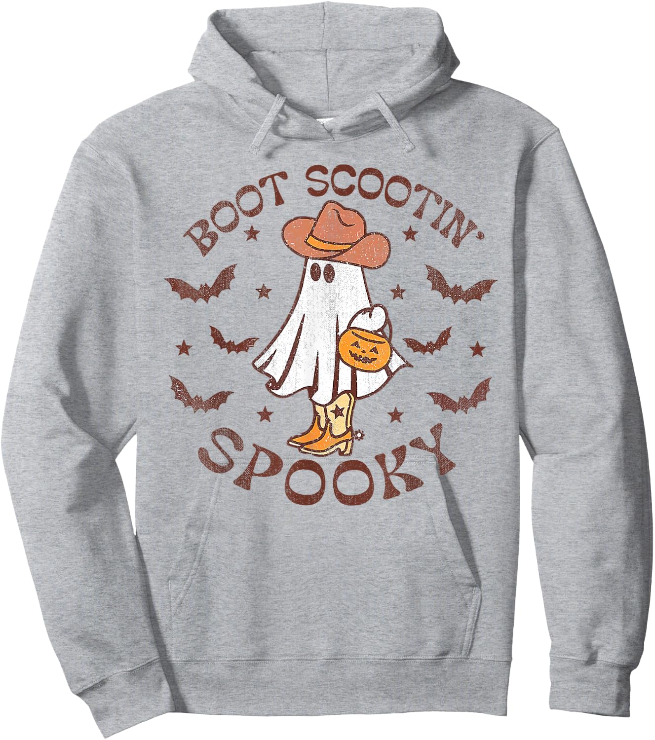 Boot Scootin Spooky Cute Ghost Western Halloween Hoodie - Hoodie | Ash