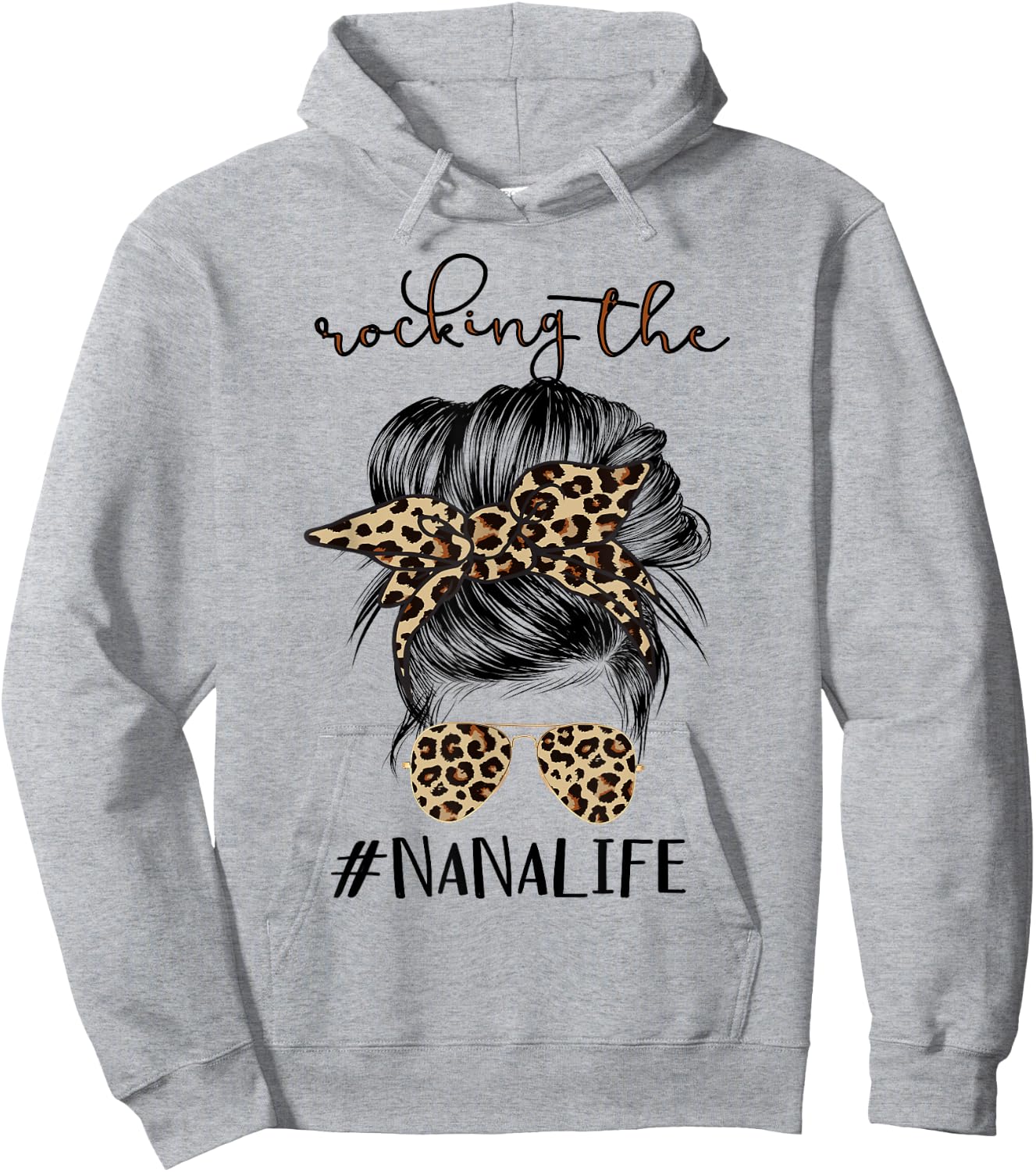 Rocking The Nana Life Grandma Women Christmas Mother's Day Hoodie - Hoodie | Ash