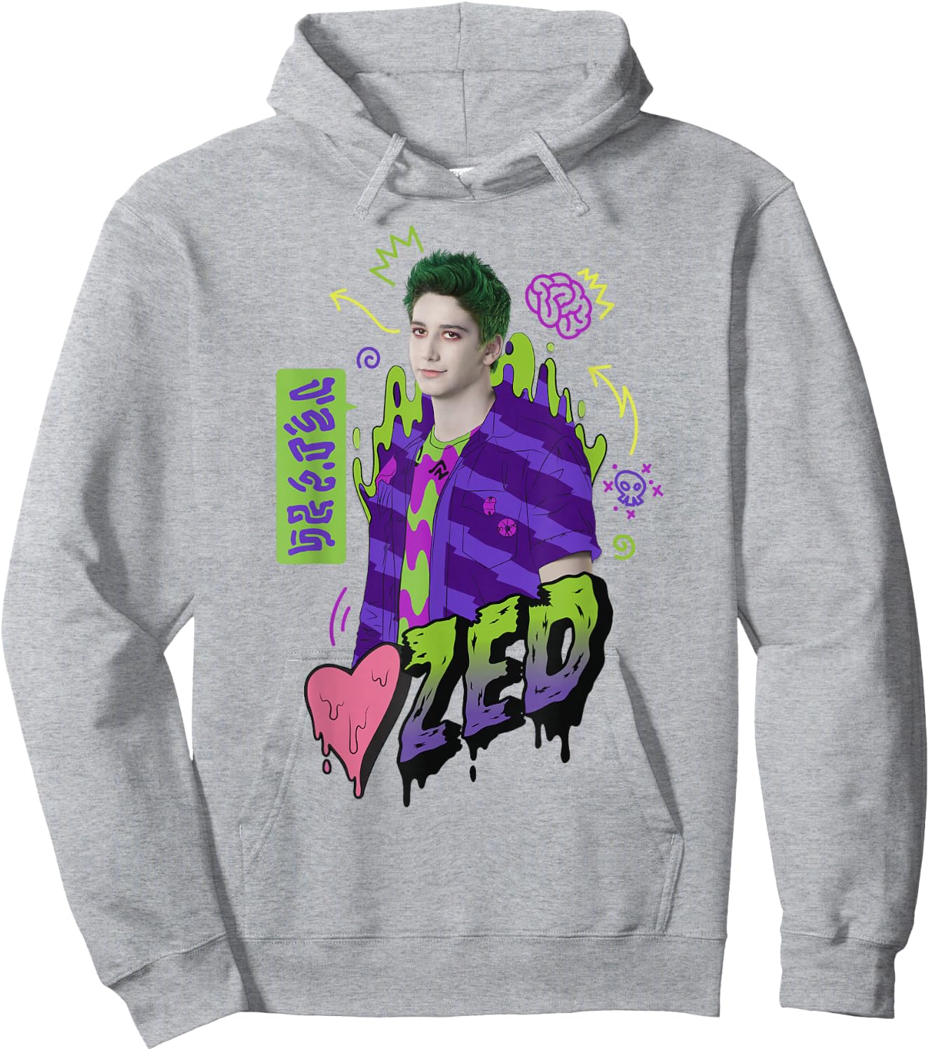 Disney Zombies Zed Heart Drippy Poster Hoodie - Hoodie | Ash