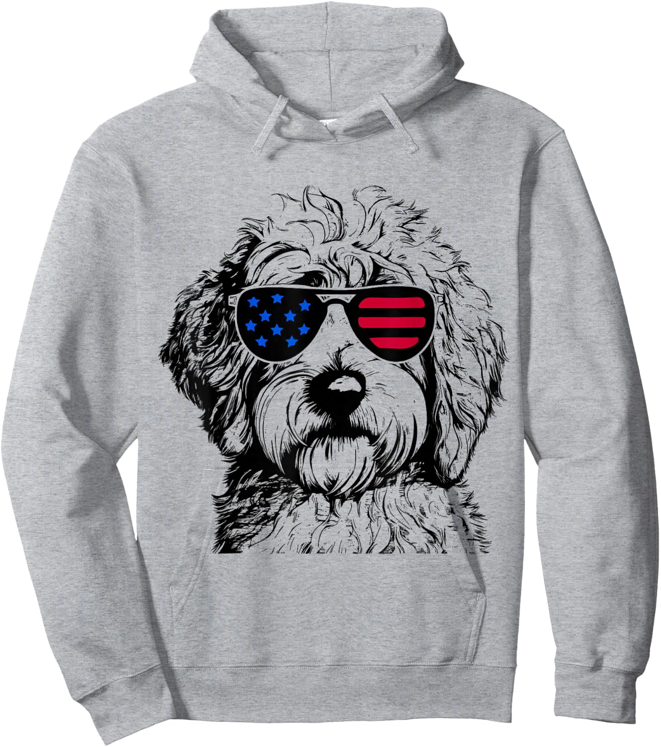 Labradoodle Dog 4th July America USA Flag Hoodie - Hoodie | Ash