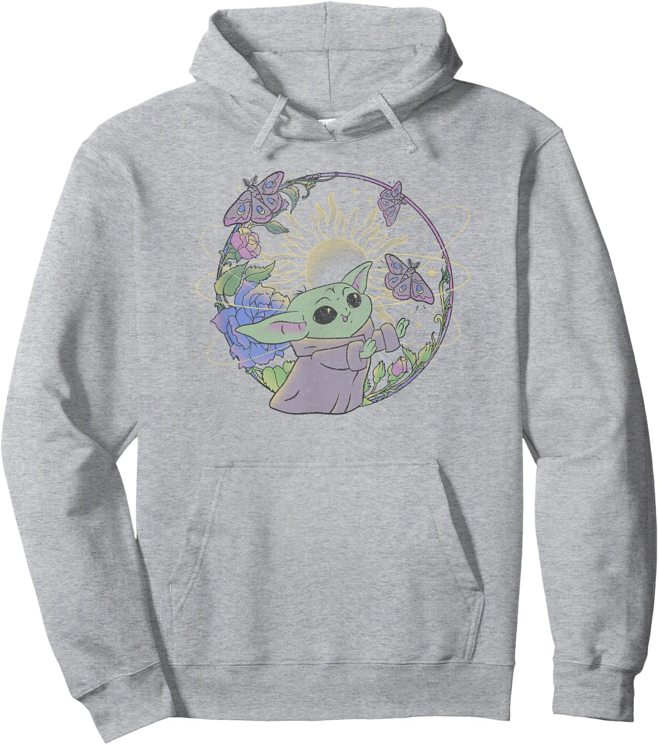 Star Wars: The Mandalorian Grogu The Way Butterfly Circle Hoodie - Hoodie | Ash