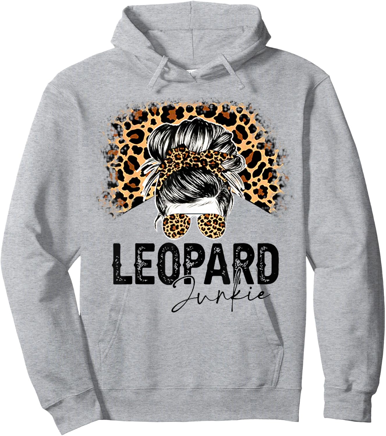 Messy Bun Leopard Junkie Sunglasses Hello Summer Mothers Day Hoodie - Hoodie | Ash