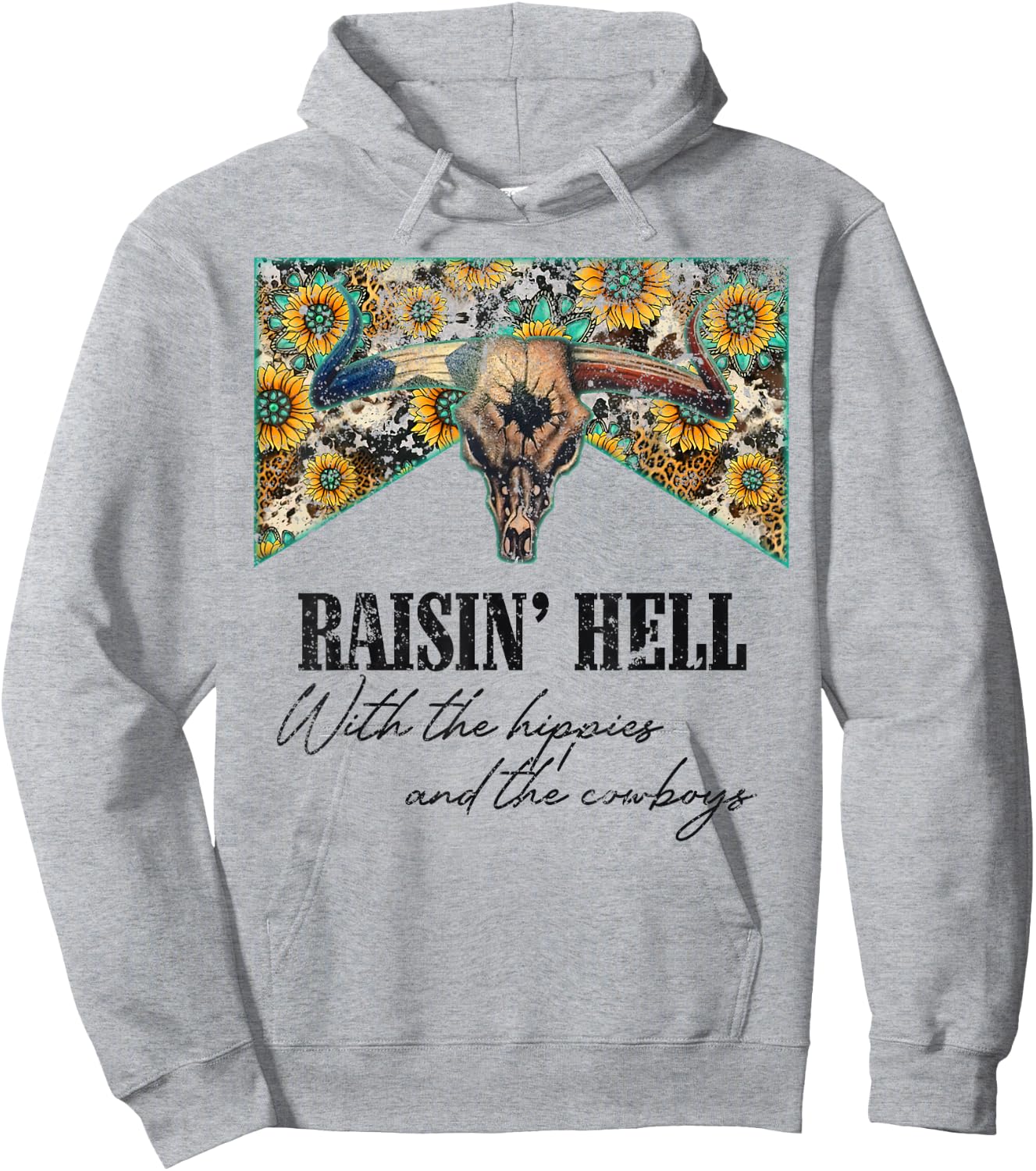 Raising Hell With The Hippies And Cowboys Country Music Hoodie - Hoodie | Ash