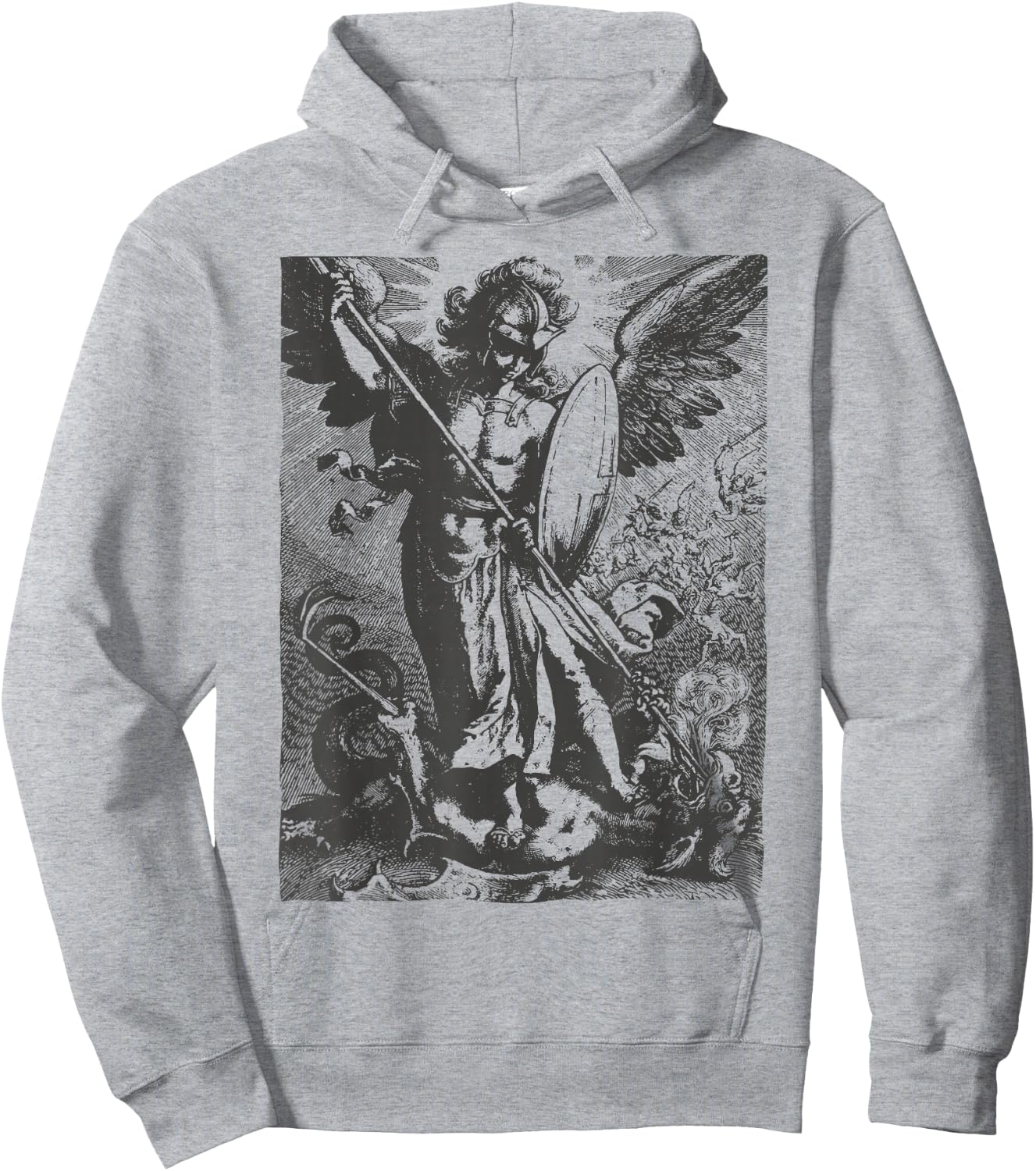 St Saint Michael the Archangel Catholic Angel Warrior Hoodie - Hoodie | Ash