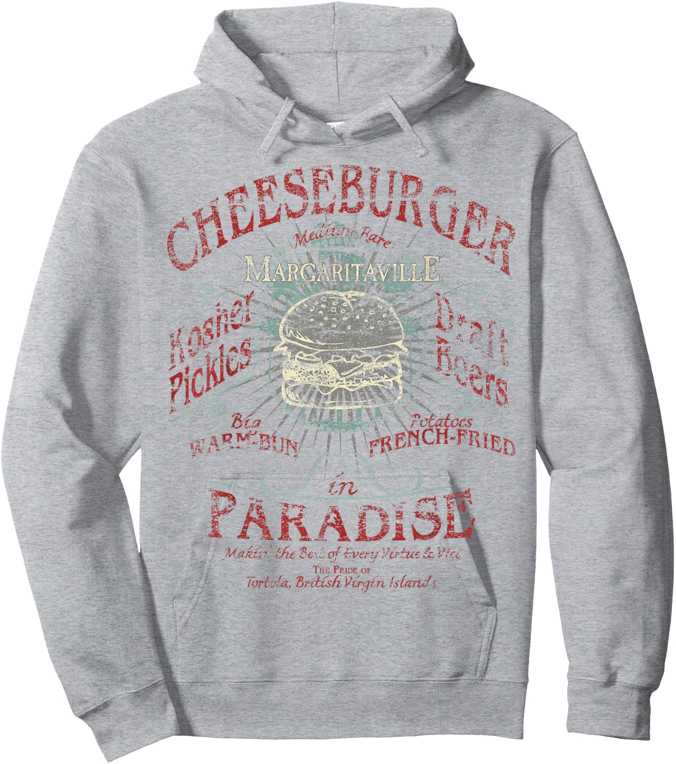 Margaritaville Cheeseburger in Paradise , -Adults, Grey, Small, Short Sleeve Hoodie - Hoodie | Ash