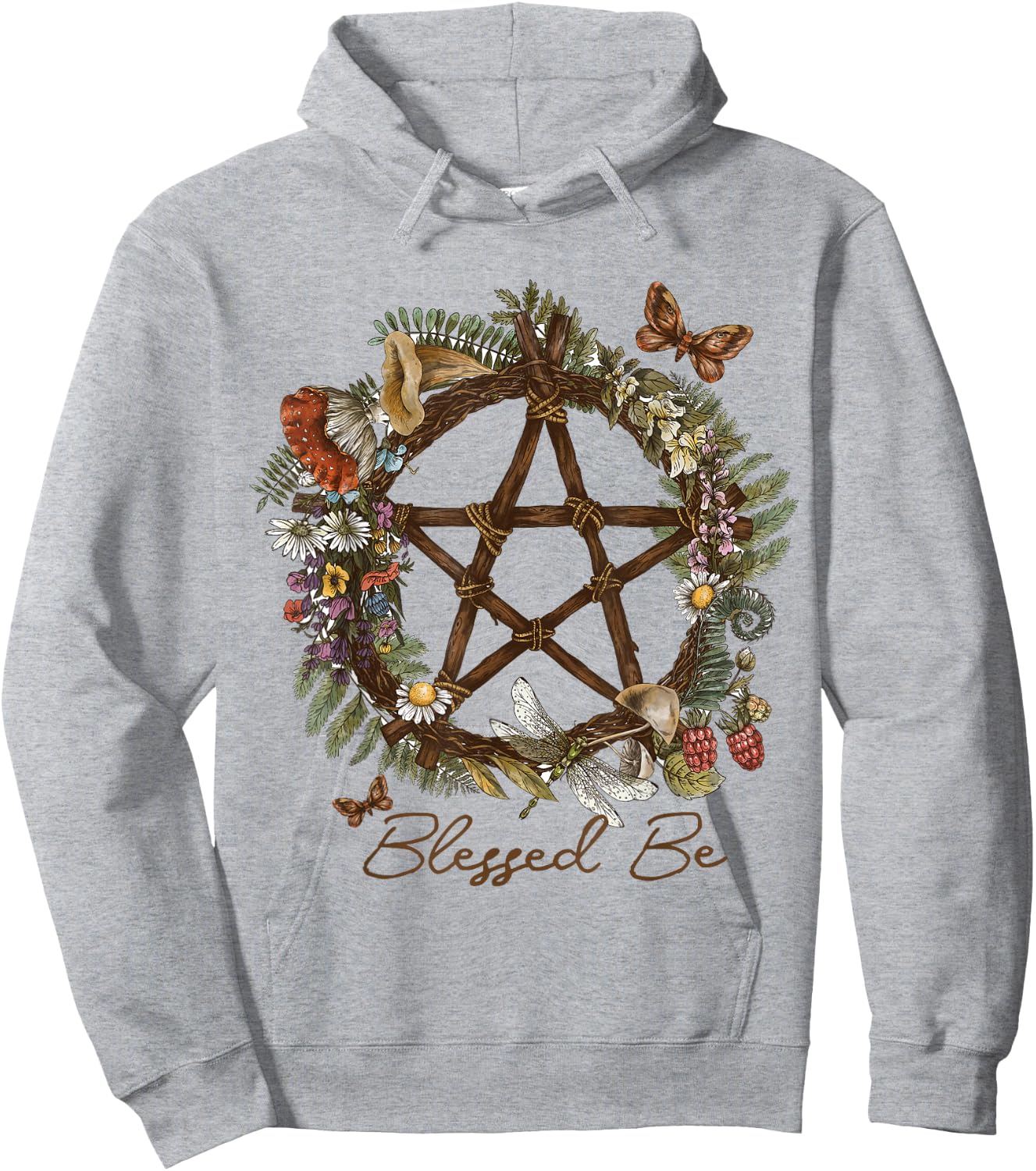 Blessed Be Floral Pentacle Witchcraft Pagan Witchy Design Hoodie - Hoodie | Ash
