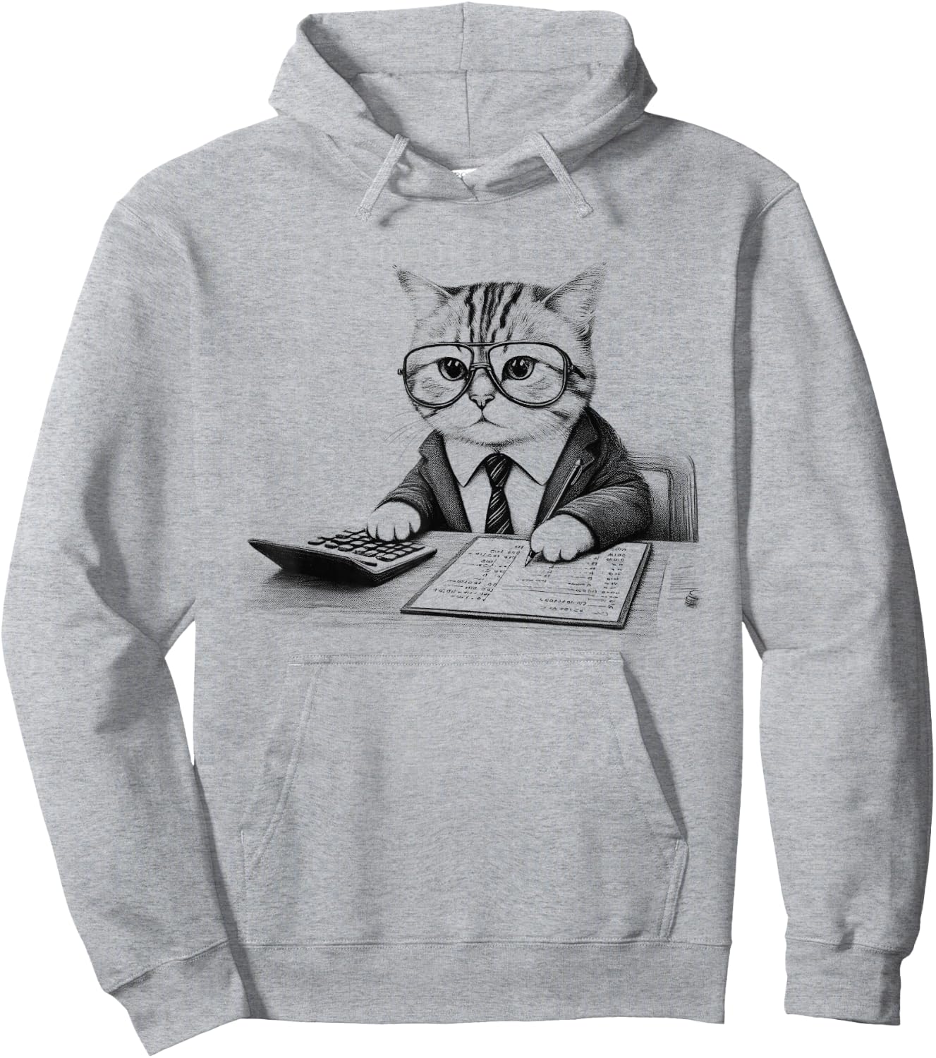 Vintage Retro Accountant Cat Kitten Lover Hoodie - Hoodie | Ash