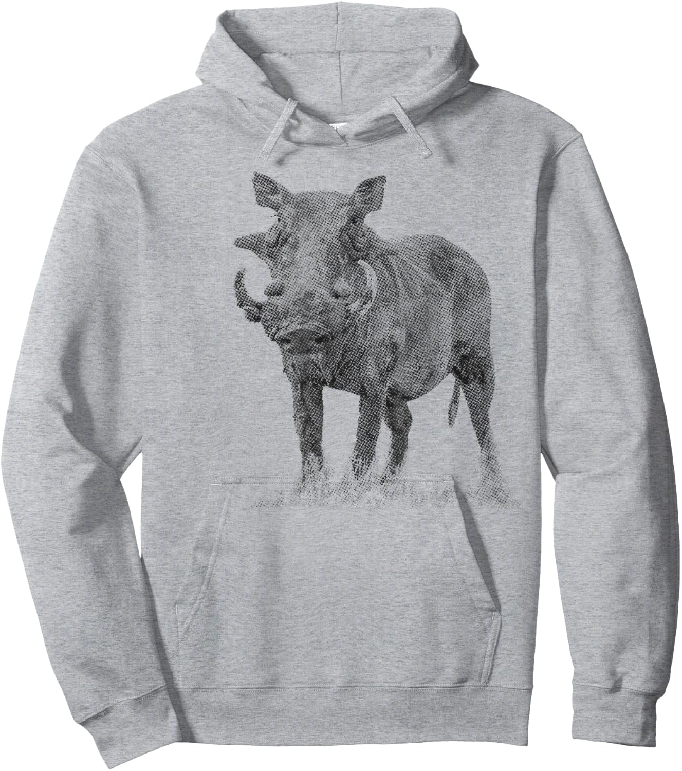 SM's Wild for Africa Apparel Warthog Boar Full Figure Artwork -Adults Grey Small Animal Print Hoodie - Hoodie | Ash