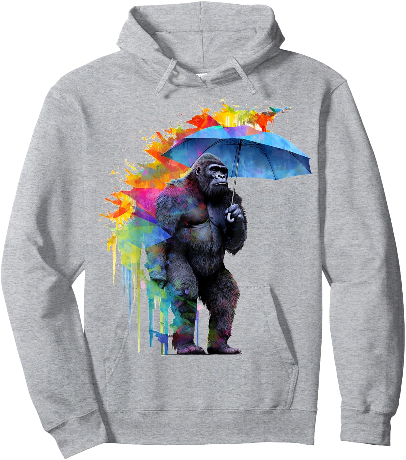 Gorilla Umbrella Artwork Colourful - Animal Monkey Zoo Gorilla Hoodie - Hoodie | Ash
