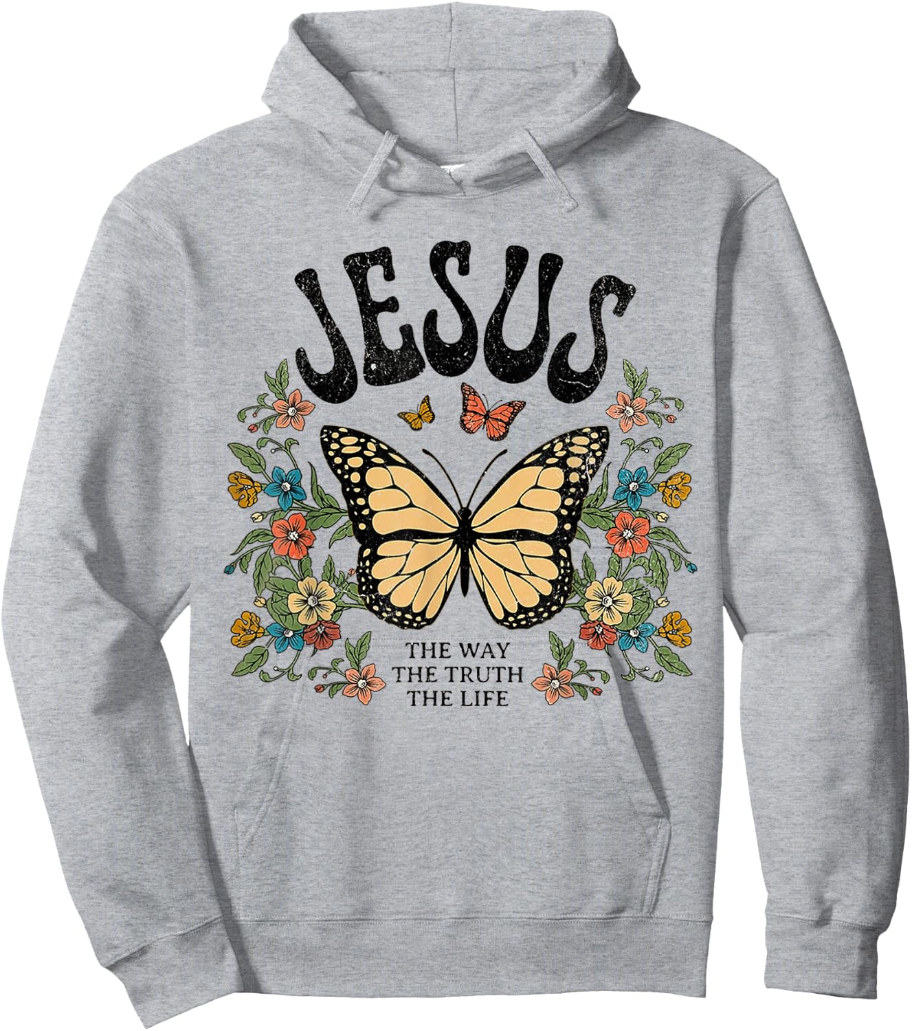 Jesus The Way The Truth The Life Butterfly Flower Hoodie - Hoodie | Ash