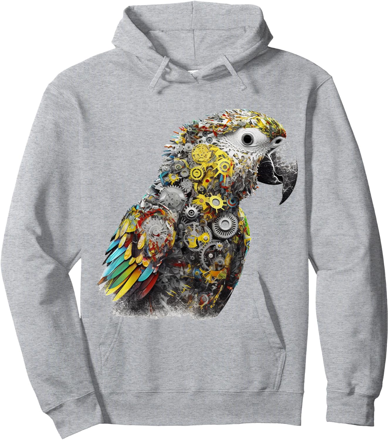 Parrot Animal Robot Fantasy Colourful Bird - Art Parrot Hoodie - Hoodie | Ash