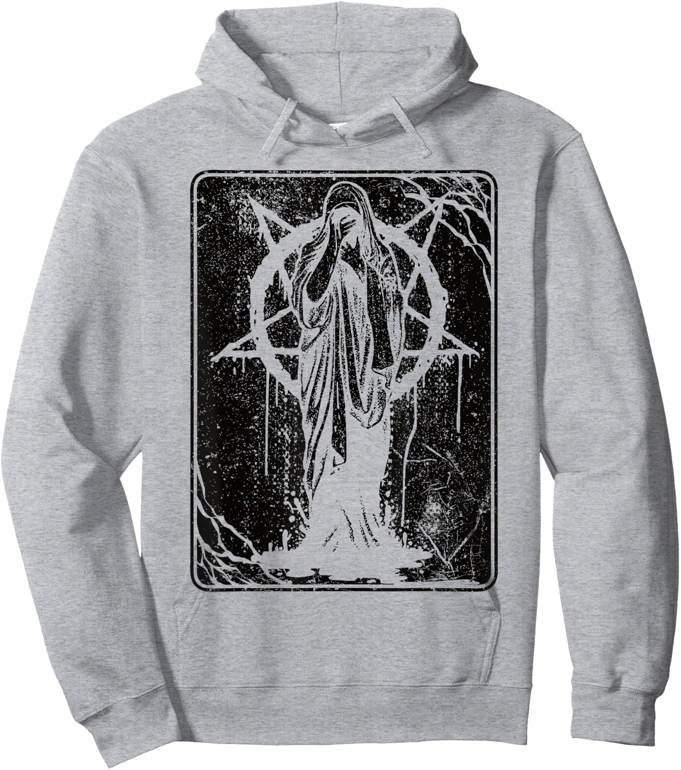 Black Satanic Occult Dark Art Evil 666 Pentagram Antichrist Hoodie - Hoodie | Ash