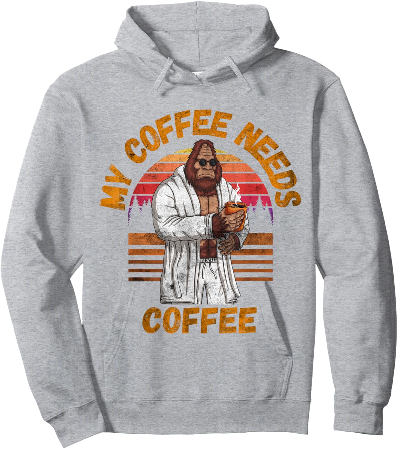 My Coffee Needs Coffee Lover Funny Bigfoot Coffee Hoodie - Hoodie | Ash