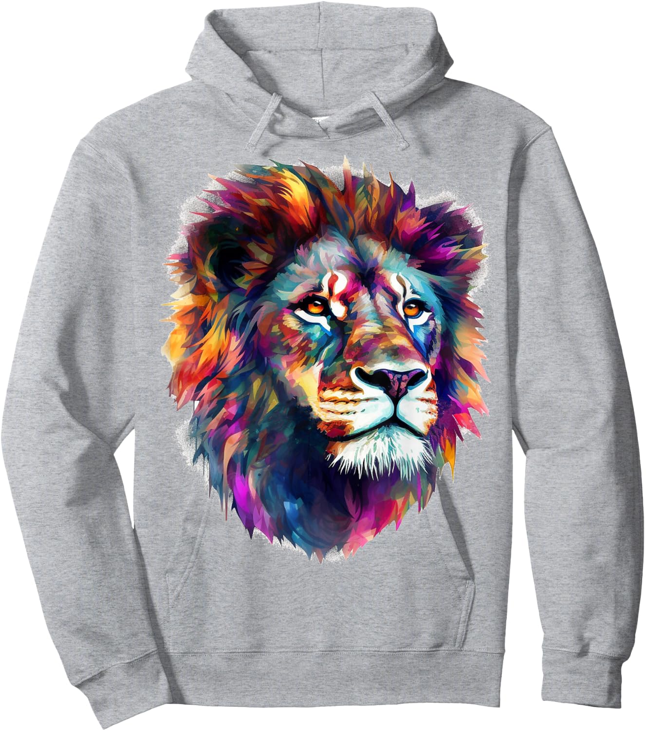 Lion Art - Colourful Animal Lion Hoodie - Hoodie | Ash