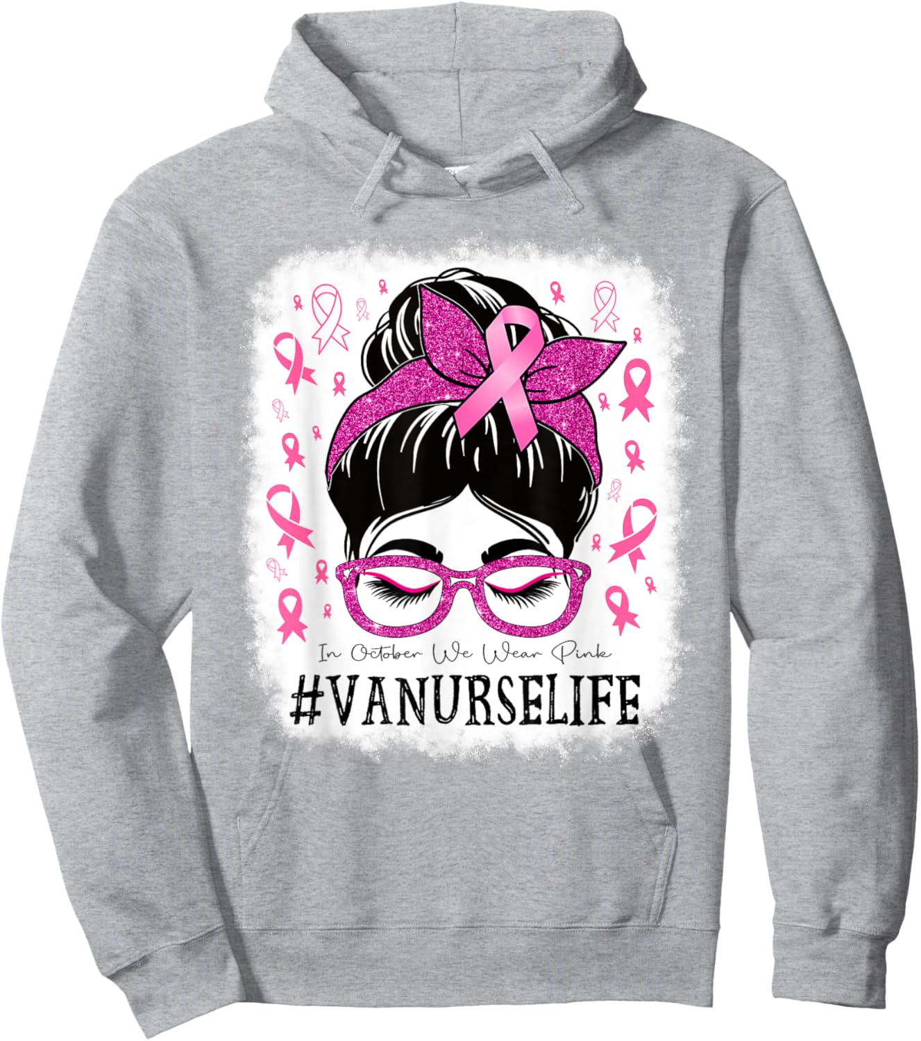 VA Nurse In October We Wear Pink Breast Cancer Awareness Hoodie - Hoodie | Ash