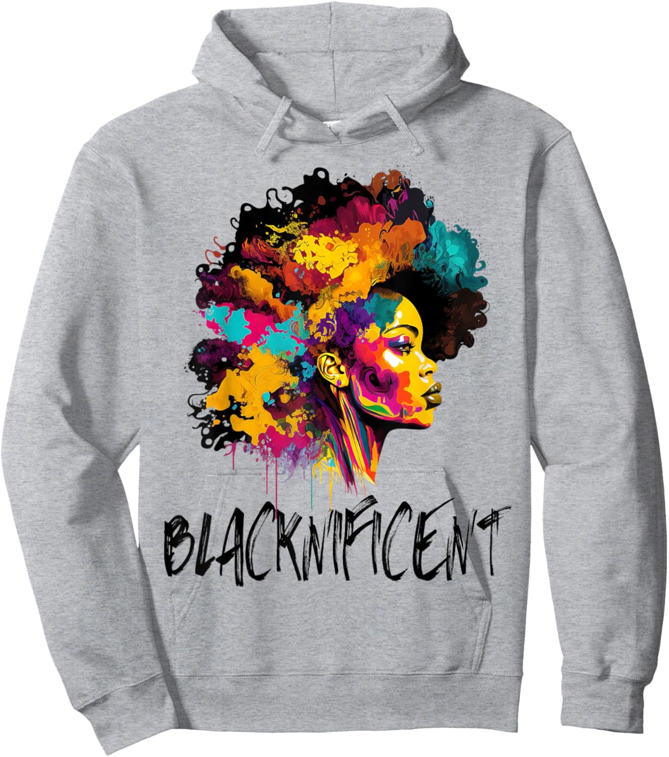 Blacknificent Afro Woman African American Melanin BLM Gift Hoodie - Hoodie | Ash