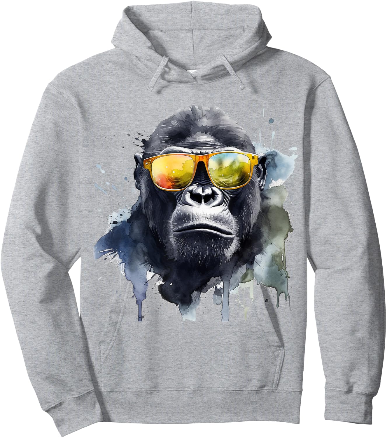 Gorilla Sunglasses Artwork - Animal Art Monkey Zoo Gorilla Hoodie - Hoodie | Ash