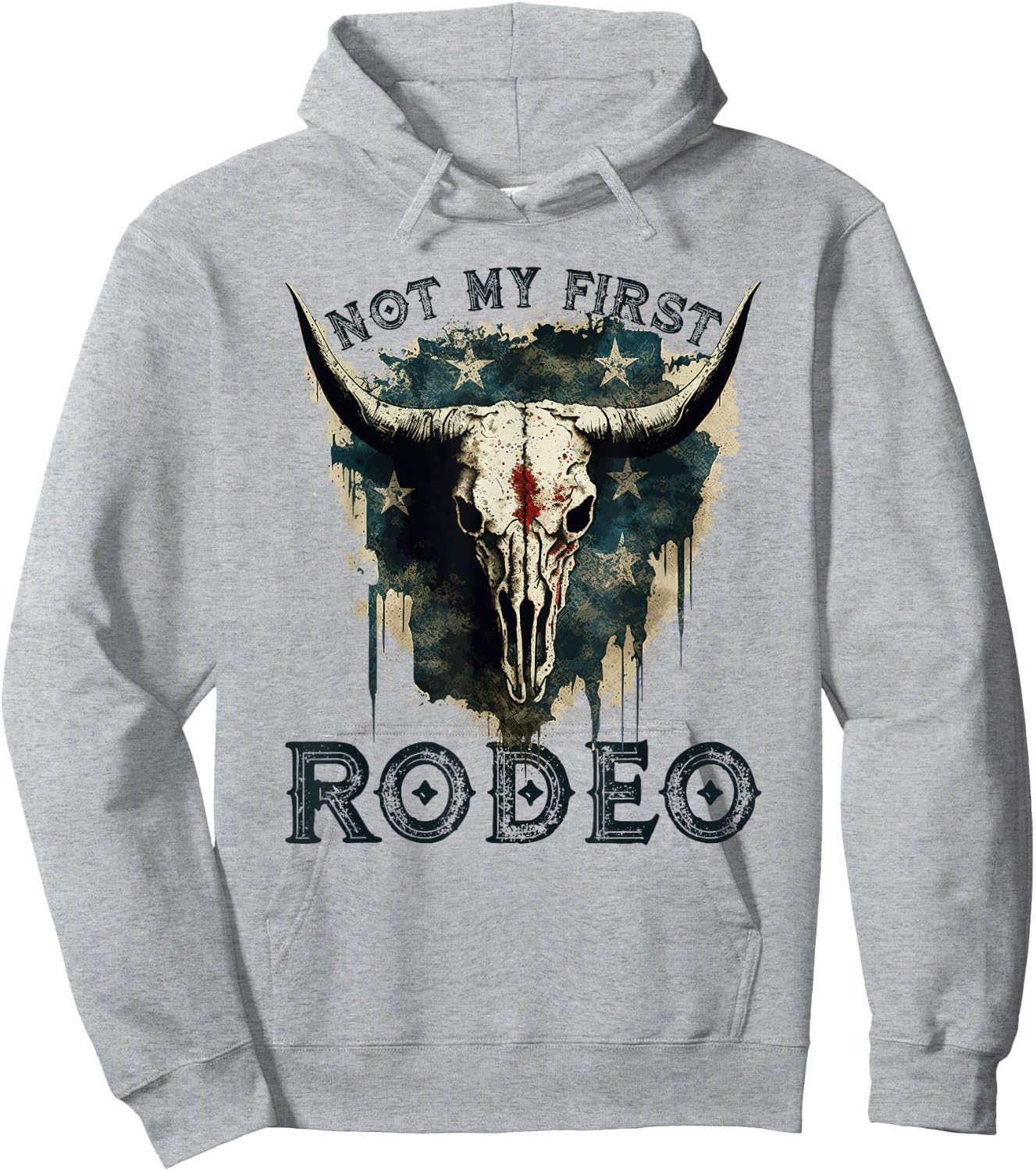Patriotic Longhorn Skull, Not My First Rodeo Cowgirl Hoodie - Hoodie | Ash