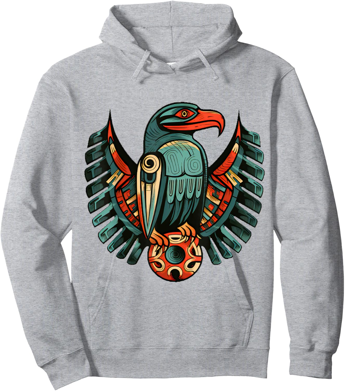 Pacific Northwest Native Art Raven Bird PNW Hoodie - Hoodie | Ash