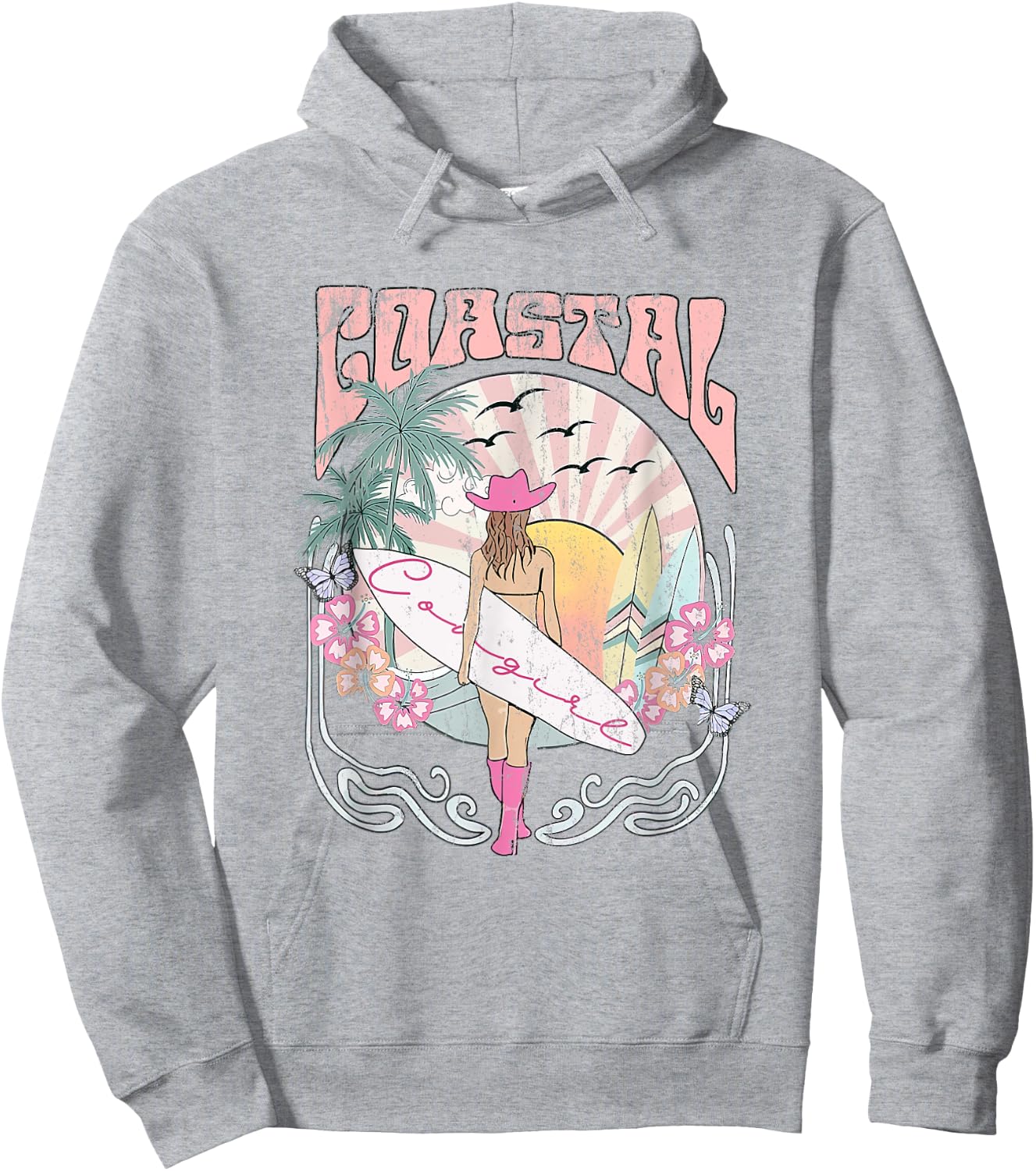 Coastal Cowgirl Aesthetic Cowgirl Surf Beach Cowgirls Outfit Hoodie - Hoodie | Ash