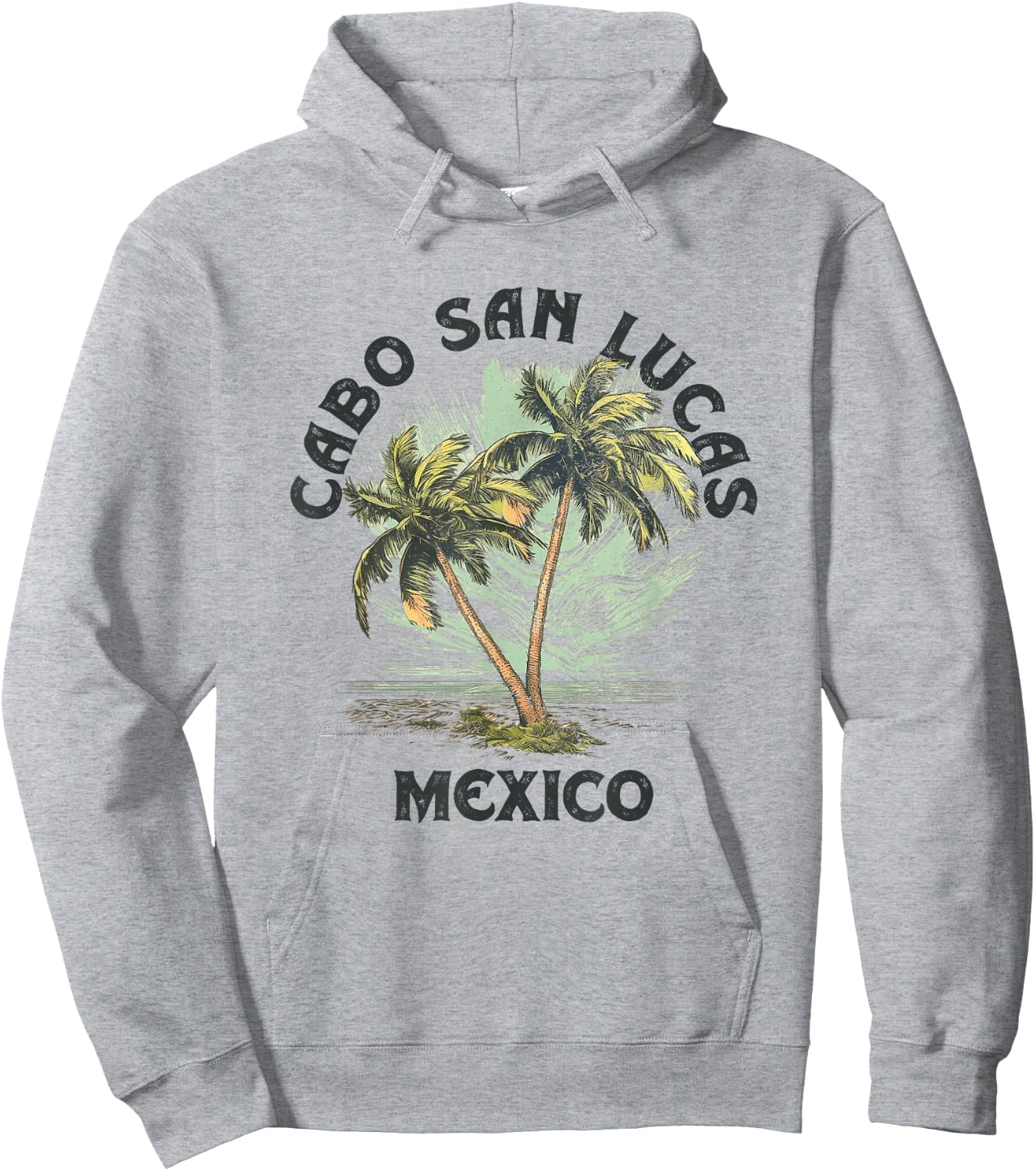Cabo San Lucas Mexico Palms Vintage Beach Hoodie - Hoodie | Ash