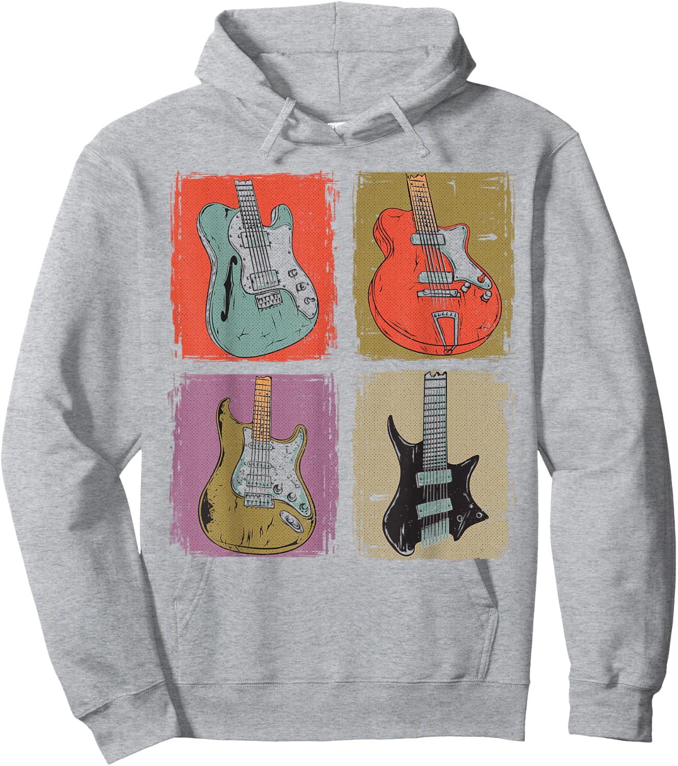 Electric Guitar Collection Band Guitarist Vintage Music Hoodie - Hoodie | Ash