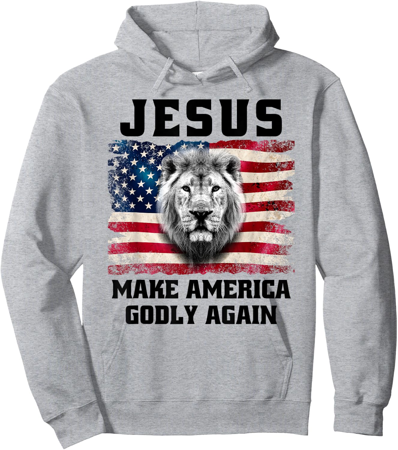 Christian Faith Jesus Make America Godly Again USA Flag Hoodie - Hoodie | Ash