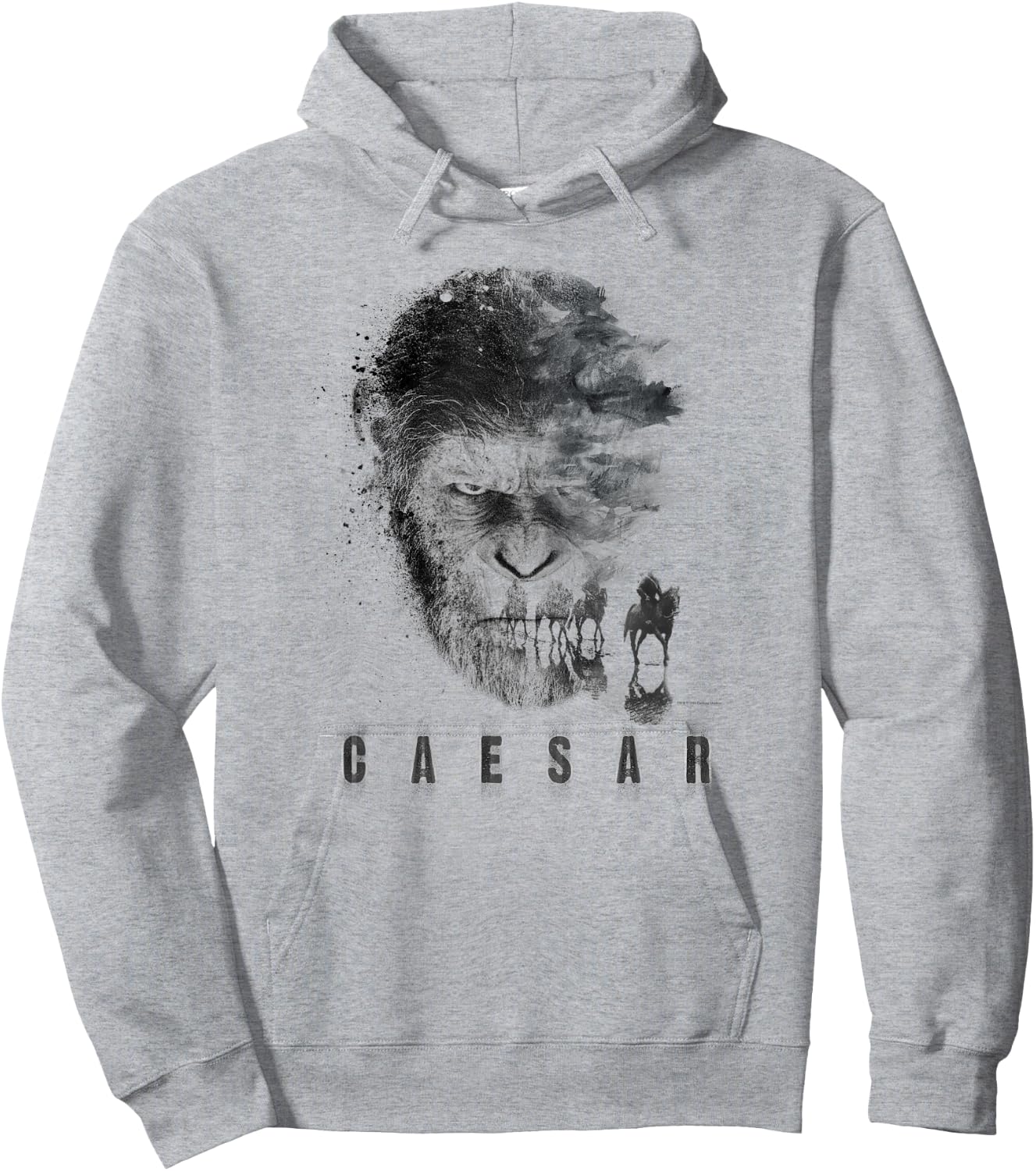 War for The Planet of The Apes Monochrome Caesar & Riders Hoodie - Hoodie | Ash