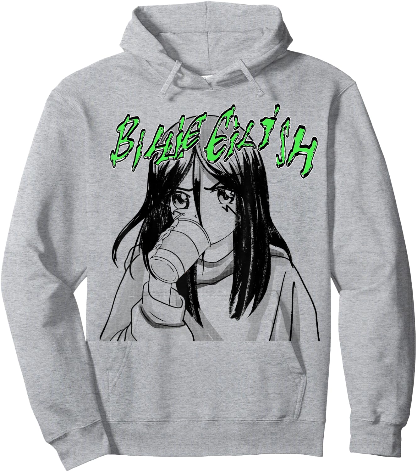 Official Billie Eilish Coffee Animated Small Hoodie - Hoodie | Ash