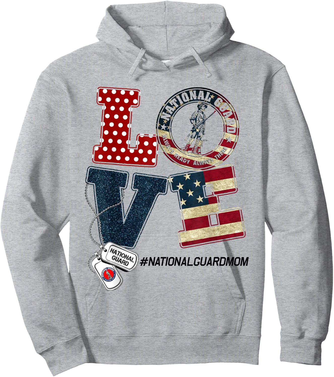 Love National Guard Mom Graduation Proud National Guard Mom Hoodie - Hoodie | Ash