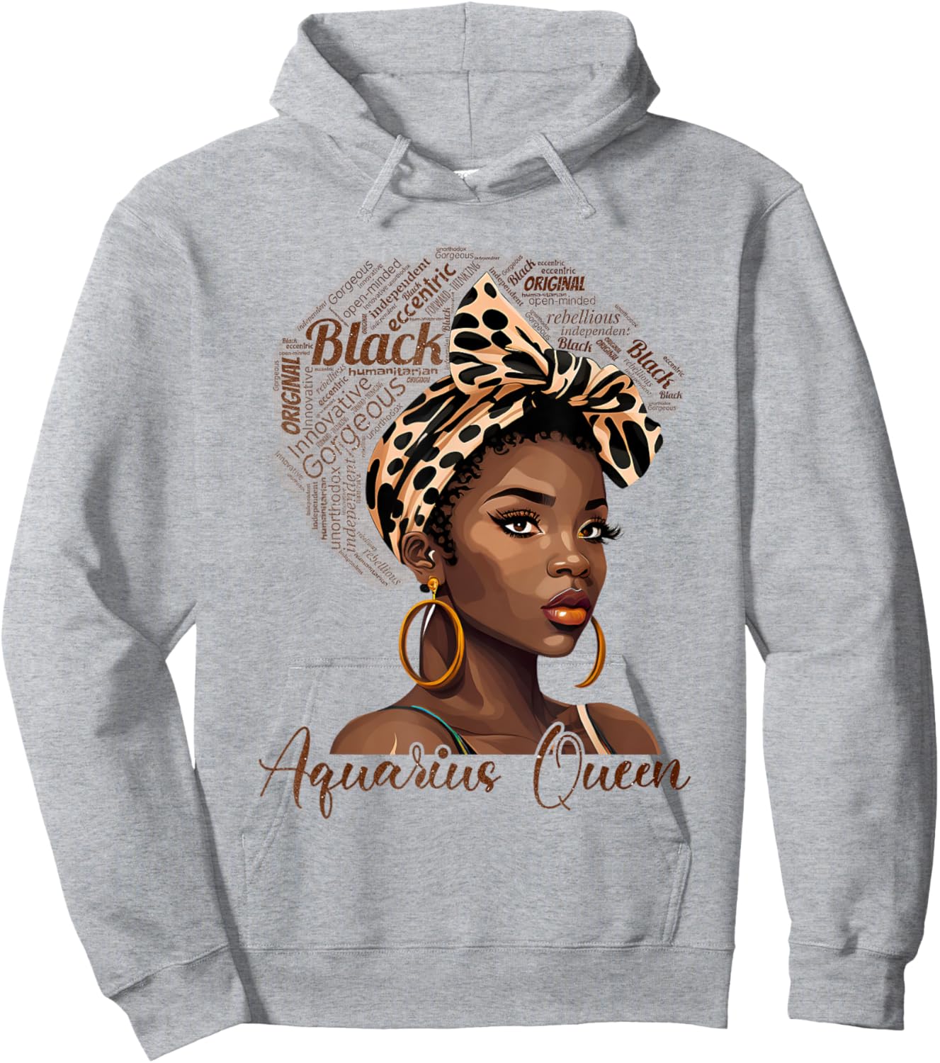 Aquarius Zodiac Black Queen Melatonin Birthday Astrology Hoodie - Hoodie | Ash