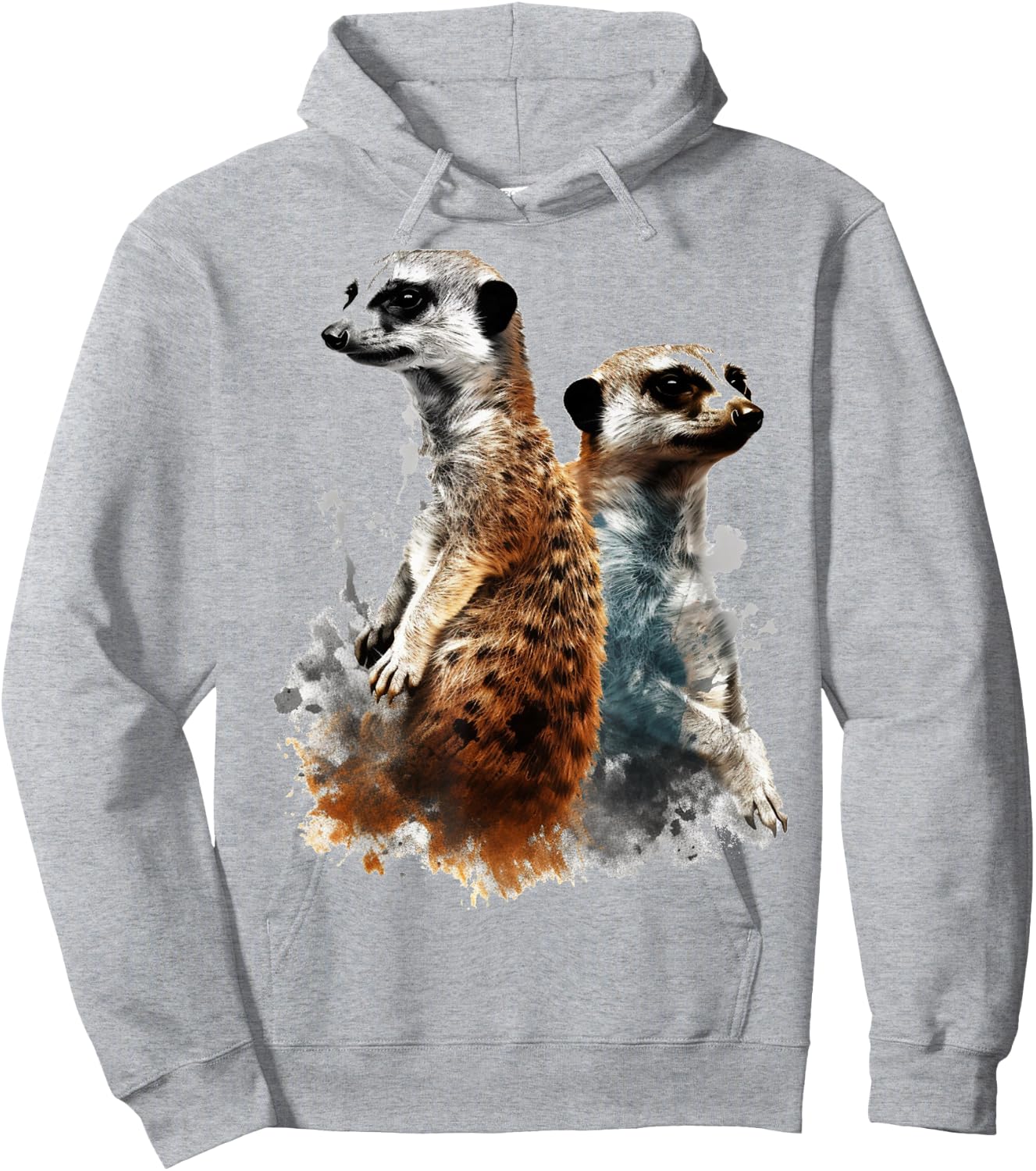 Meerkat Lover Artwork | Animal Motif Meerkat Hoodie - Hoodie | Ash