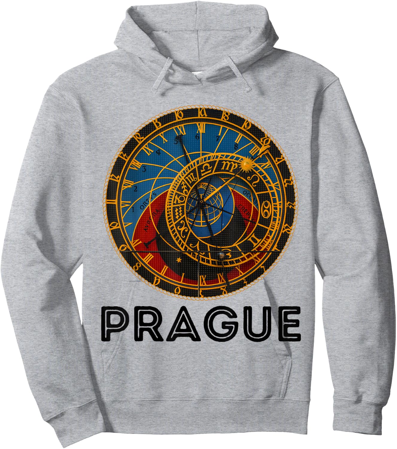 Prague Czech Republic Souvenir Astronomical Clock Prague Hoodie - Hoodie | Ash