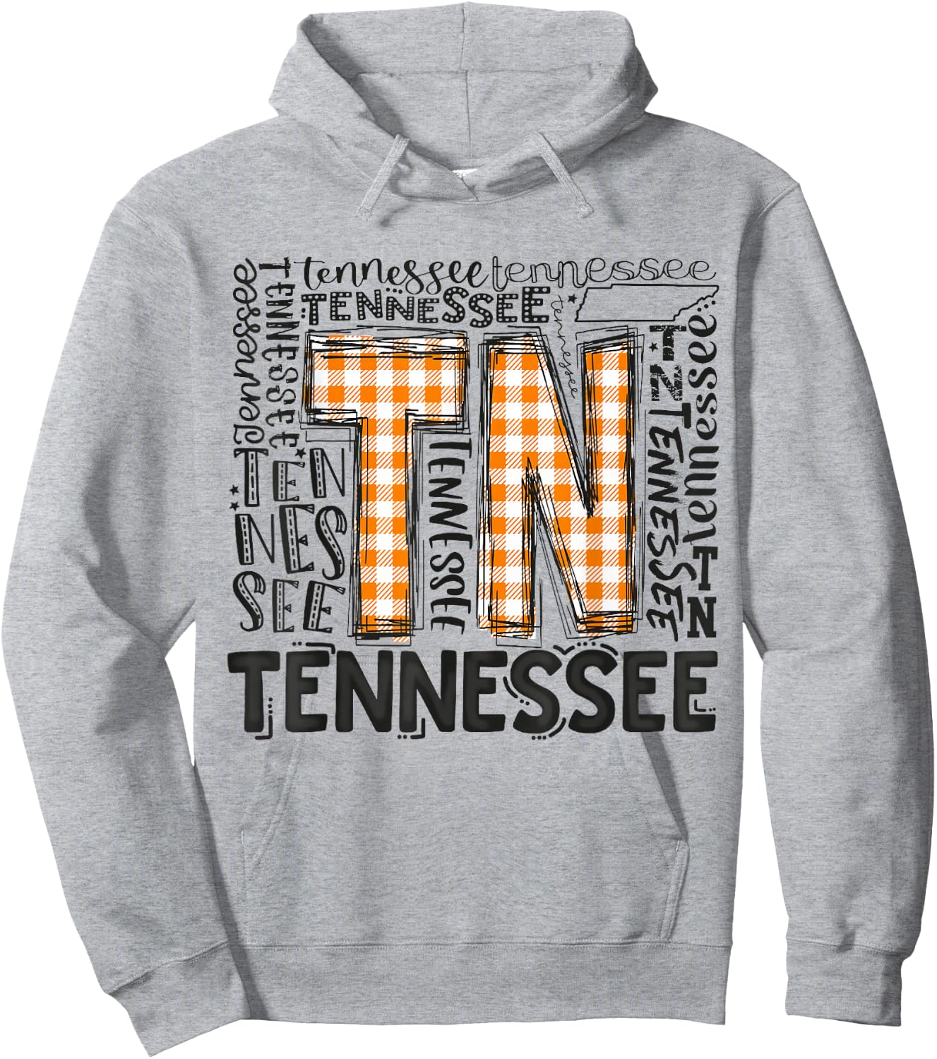 Tennessee State Flag Orange Plaid TN Hoodie - Hoodie | Ash