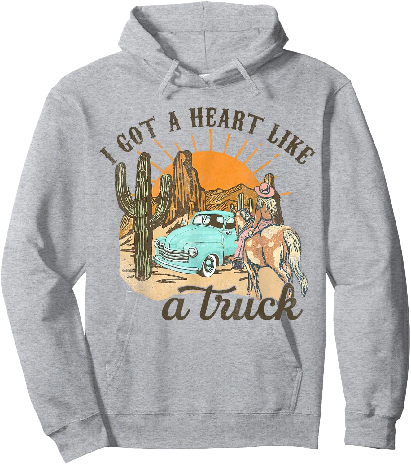 Heart Like A Truck, Howdy Rodeo Western, Southern Cowgirls Hoodie - Hoodie | Ash