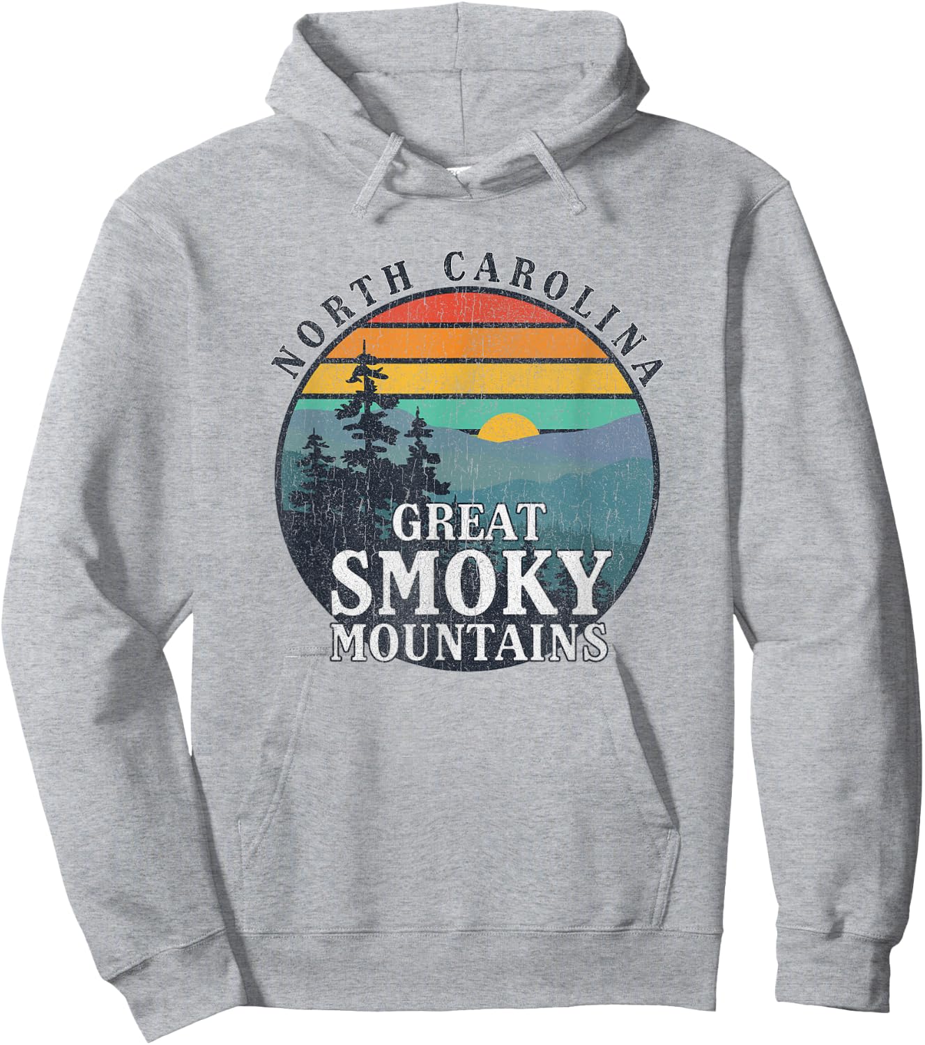 Great Smoky Mountains National Park Retro Sunset Hoodie - Hoodie | Ash