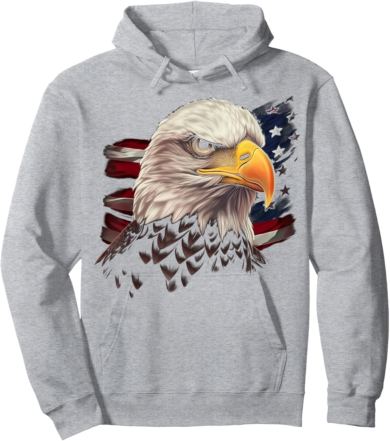 American Flag Eagle Birds USA Patriotic Design Hoodie - Hoodie | Ash