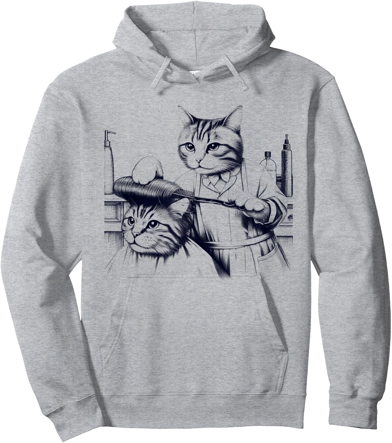 Vintage Retro Hair Stylist Cat Kitten Lover Men Women Kids Hoodie - Hoodie | Ash
