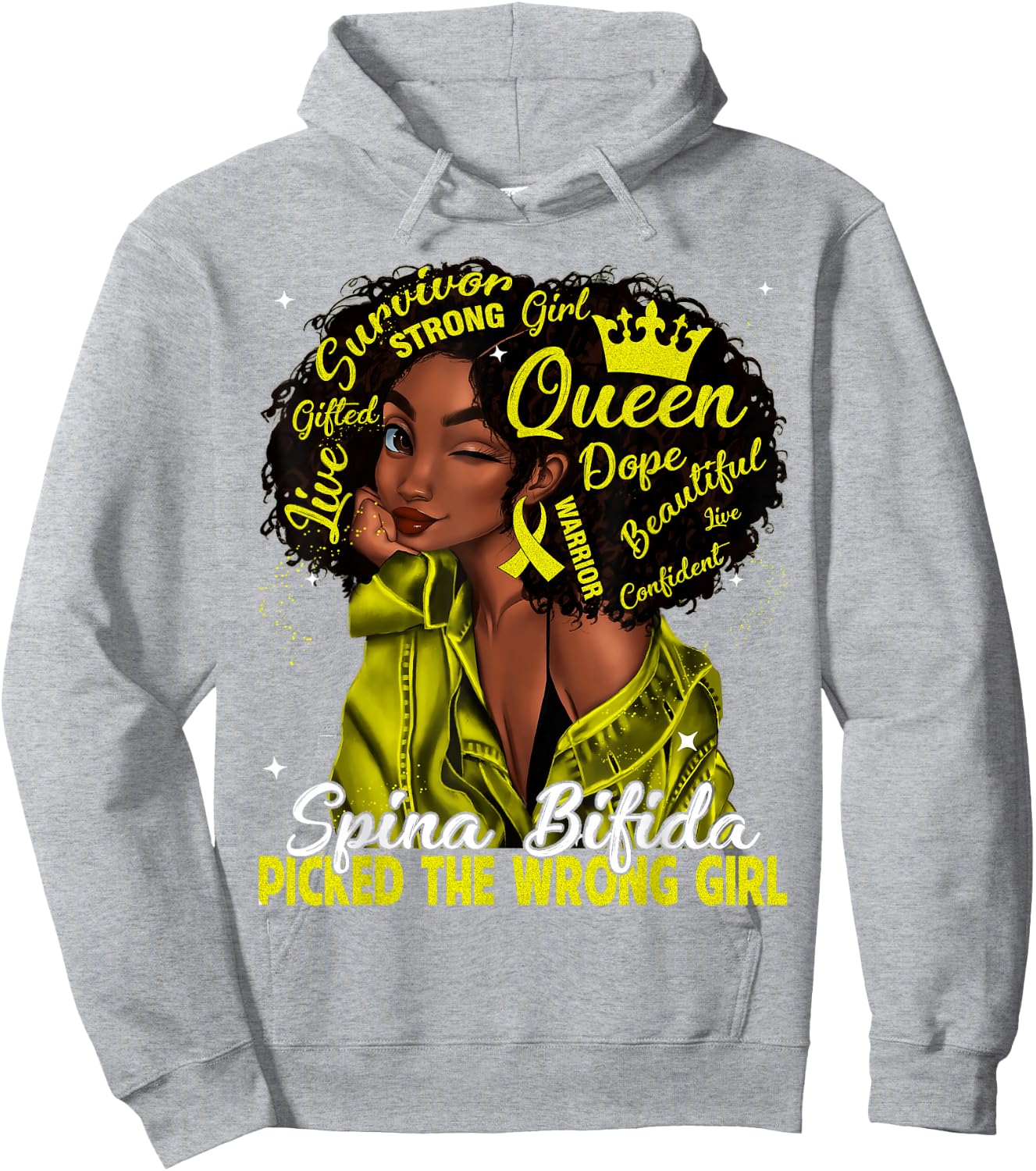 Spina Bifida Picked The Wrong Girl Black Queen Women Girls Hoodie - Hoodie | Ash
