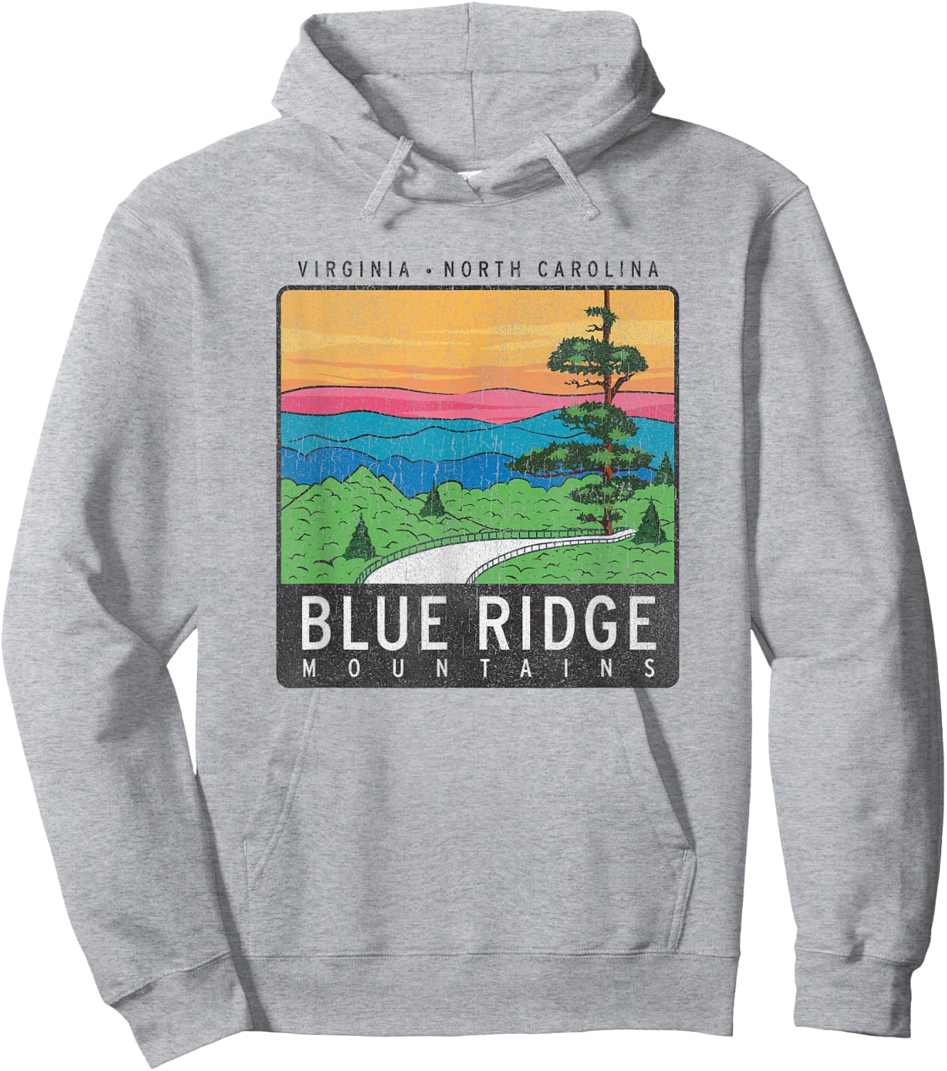 Blue Ridge Mountains National Park Retro Hoodie - Hoodie | Ash