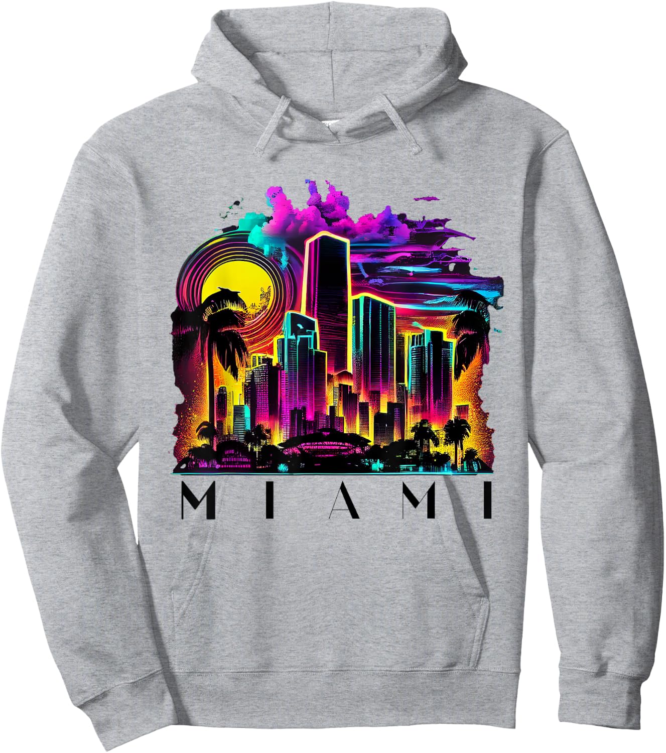 Miami Men Florida Vibrant Colorful Miami Souvenir Hoodie - Hoodie | Ash