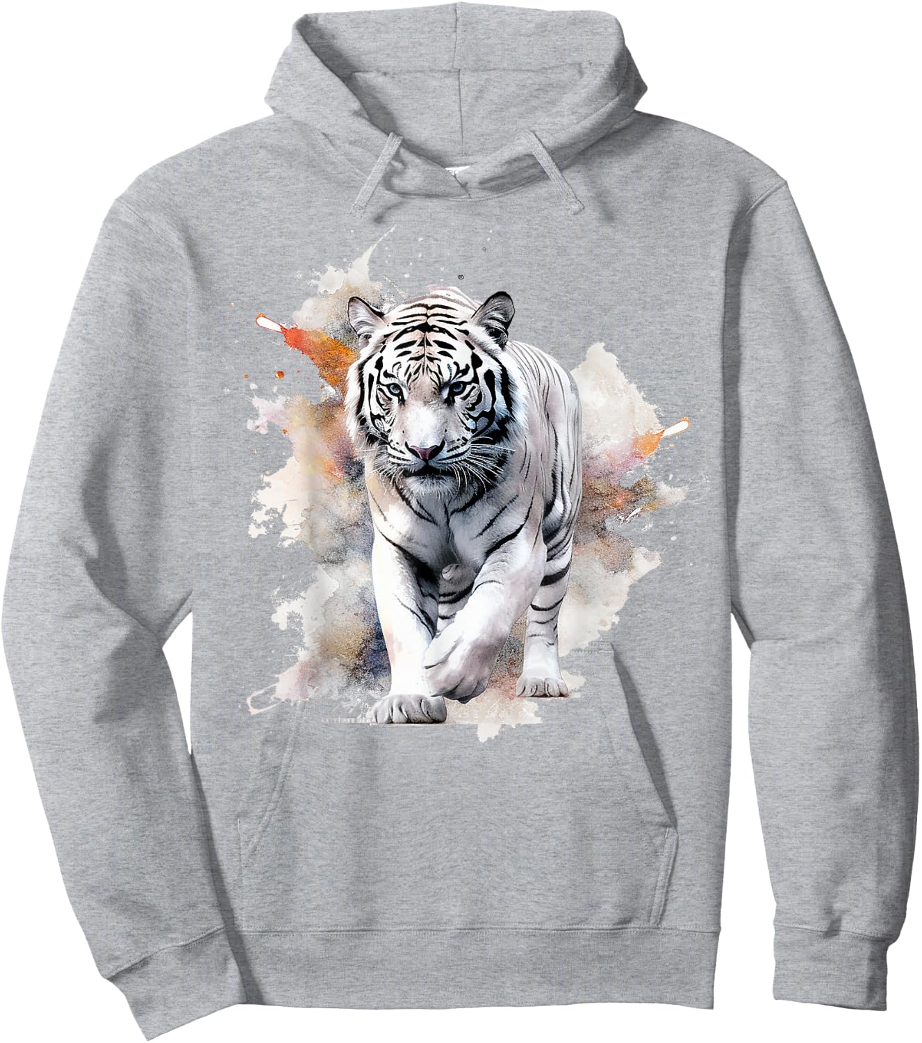 White Tiger Lover Artwork | Animal Motif Tiger Hoodie - Hoodie | Ash