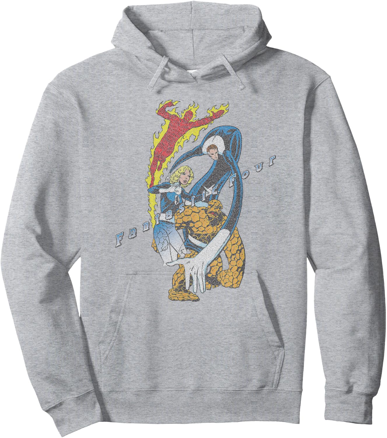 Marvel Fantastic Four Group Shot Comic Retro Vintage Logo Hoodie - Hoodie | Ash