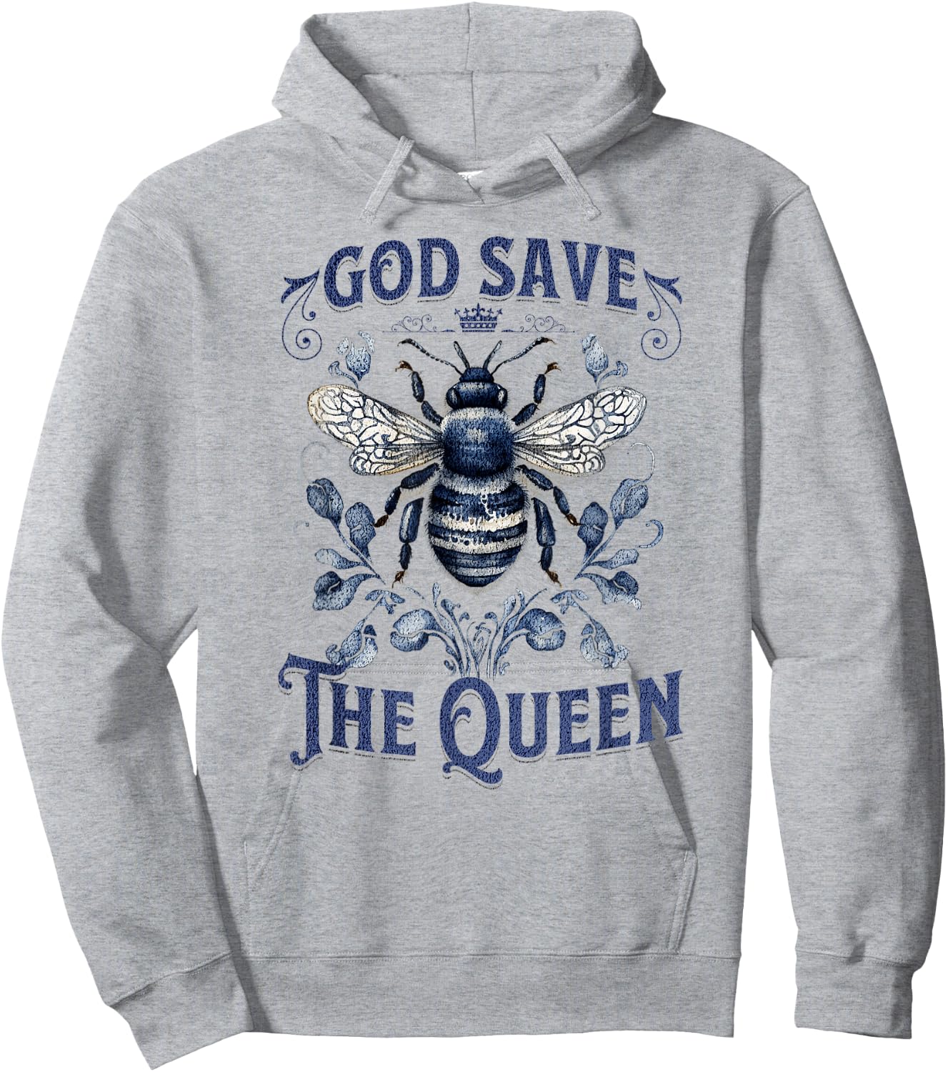 God Save the Queen Native Gardening Bee Graphic Hoodie - Hoodie | Ash