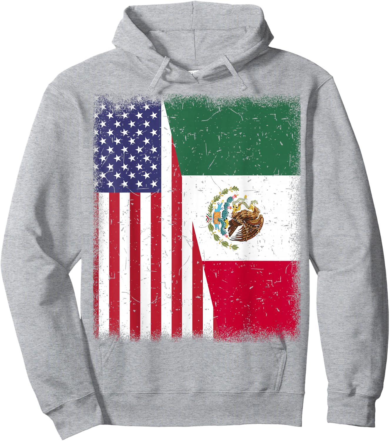 Mexico Half American Flag Mexican Independence Day Men Women Hoodie - Hoodie | Ash