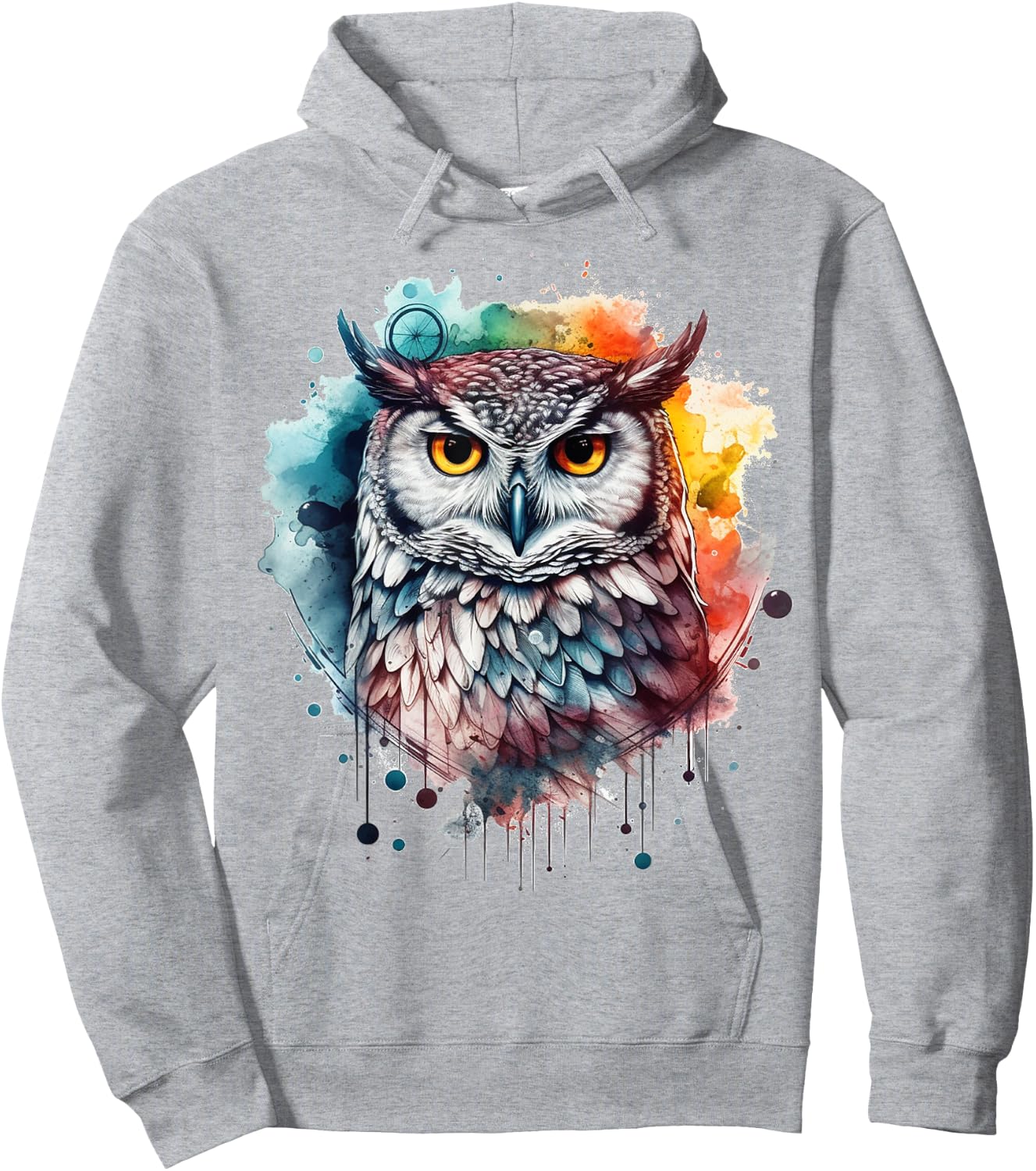 Owl artwork, colourful animal lovers, bird art, animal owl Hoodie - Hoodie | Ash