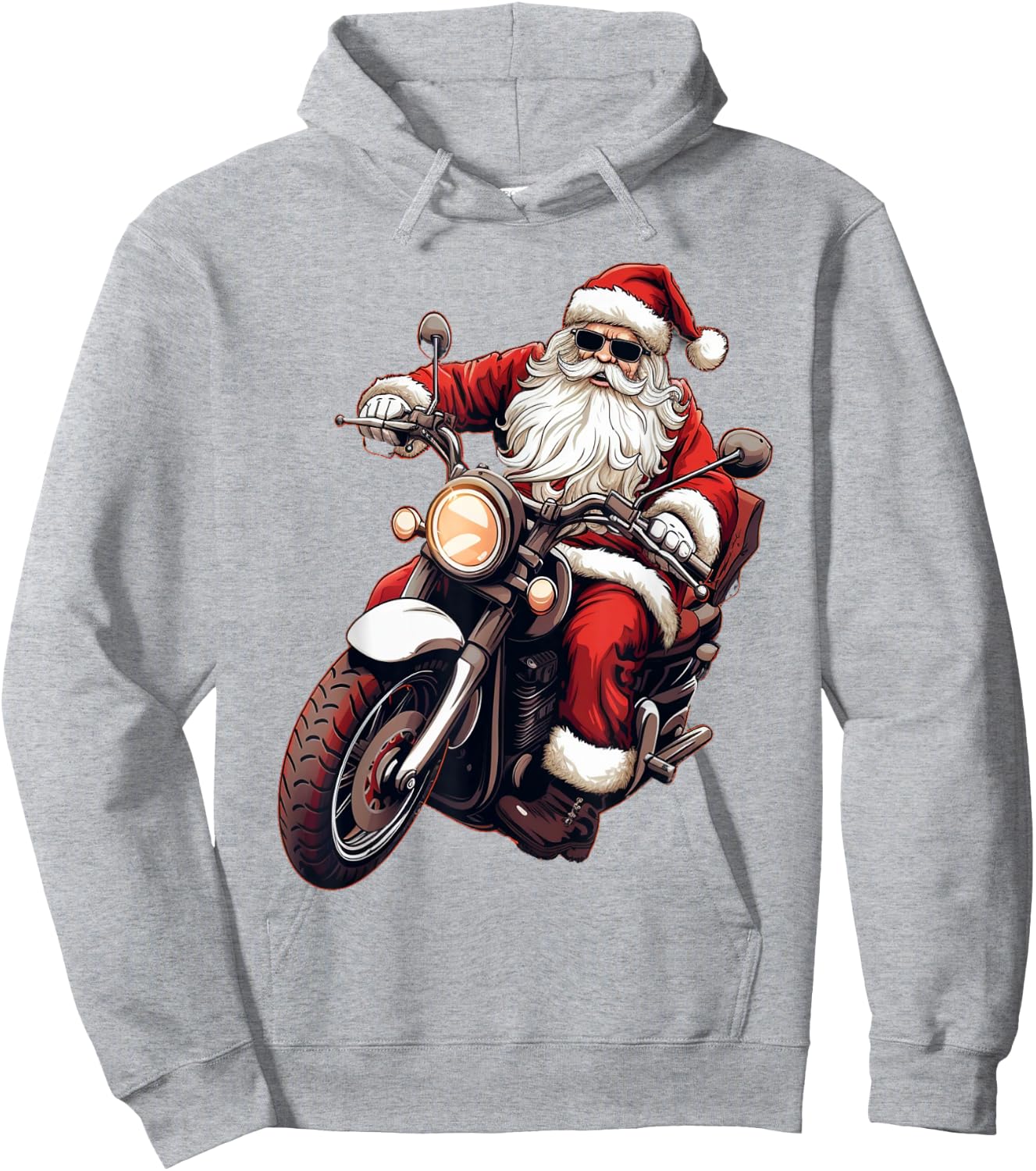 Santa Riding Motorcycle Bike Funny Christmas Biker Xmas Hoodie - Hoodie | Ash