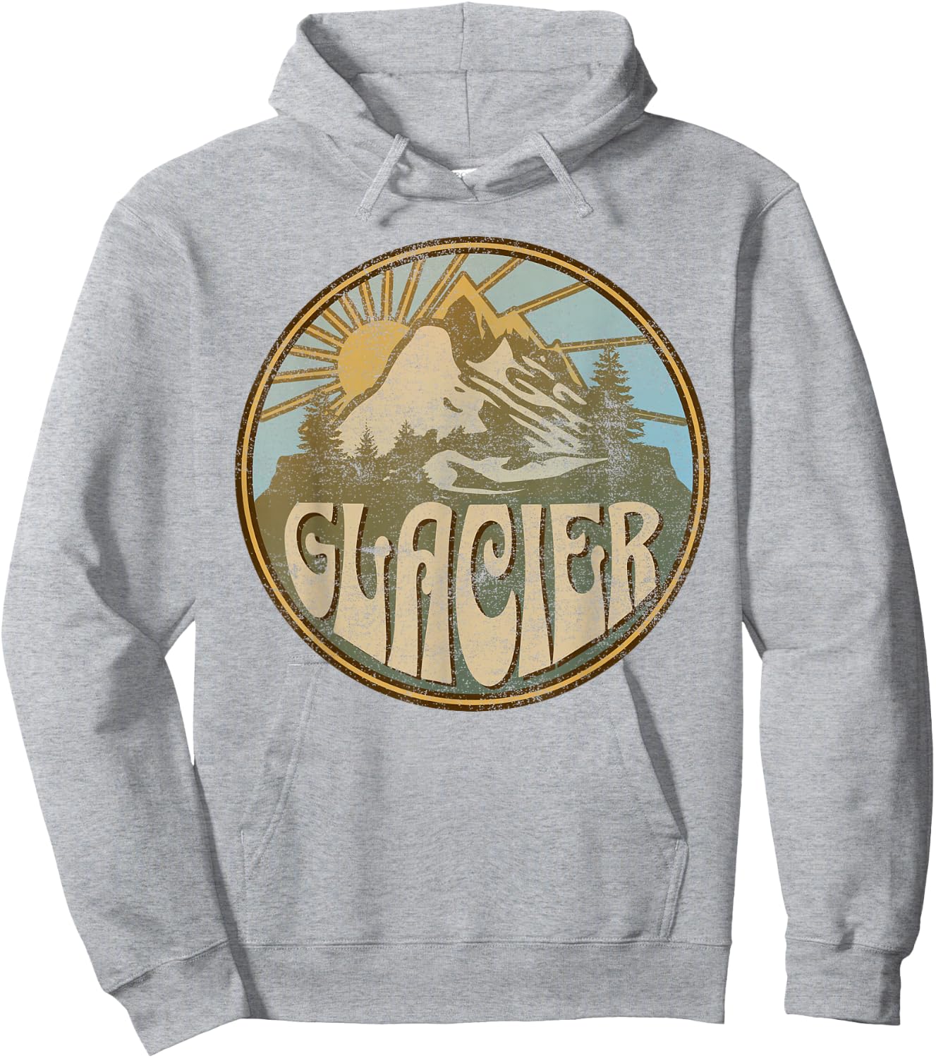Glacier Montana Nature Mountains Hiking Outdoors Vintage Hoodie - Hoodie | Ash